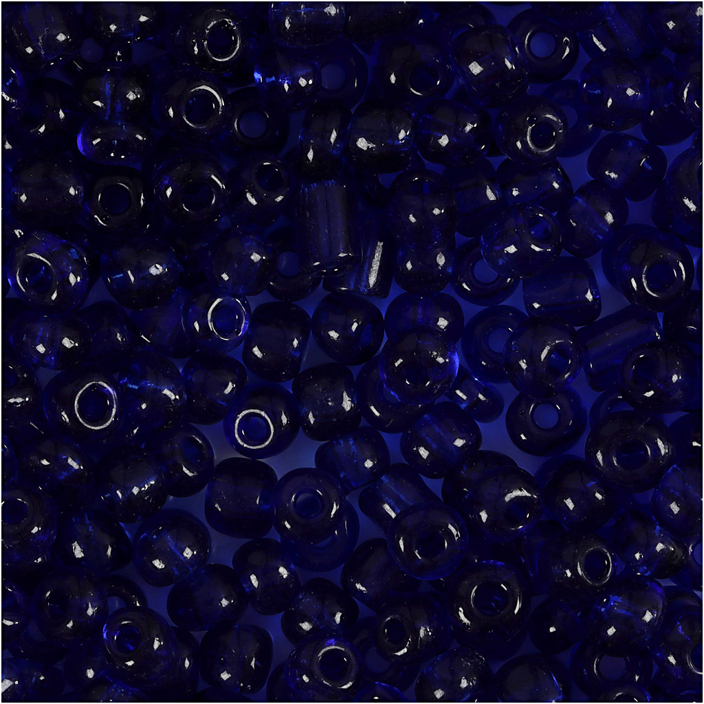 Rocaipärlor, koboltblå, Dia. 4 mm, stl. 6/0 , Hålstl. 0,9-1, Koboltblå, 0,025 Kg