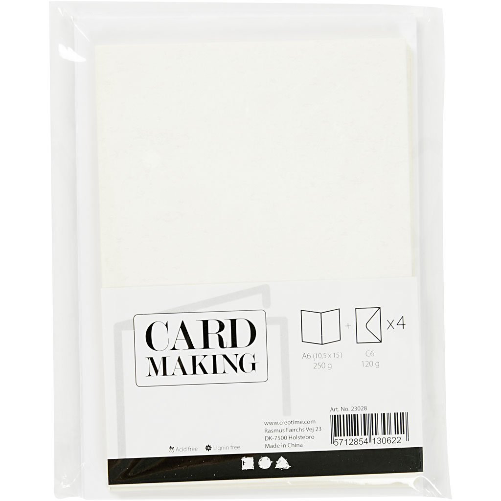 Kort Creativ Company og Konvolutt Glitter Kortstr 10,5x15 cm Konvstr 11,5x16,5 cm 4 sett/1 Pk