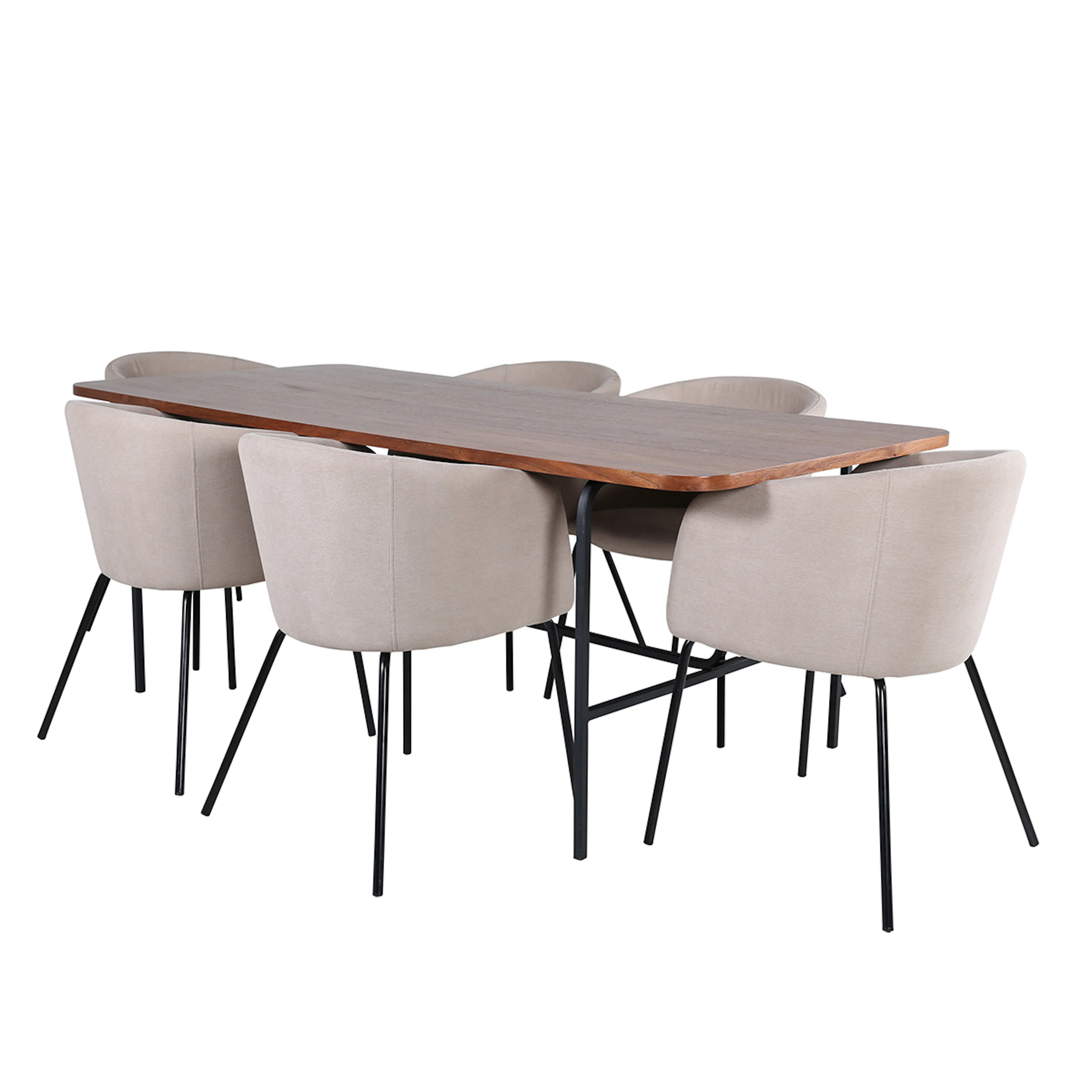 Spisegruppe Venture Home Chicago Spisebord og Bergen Spisestol Brun