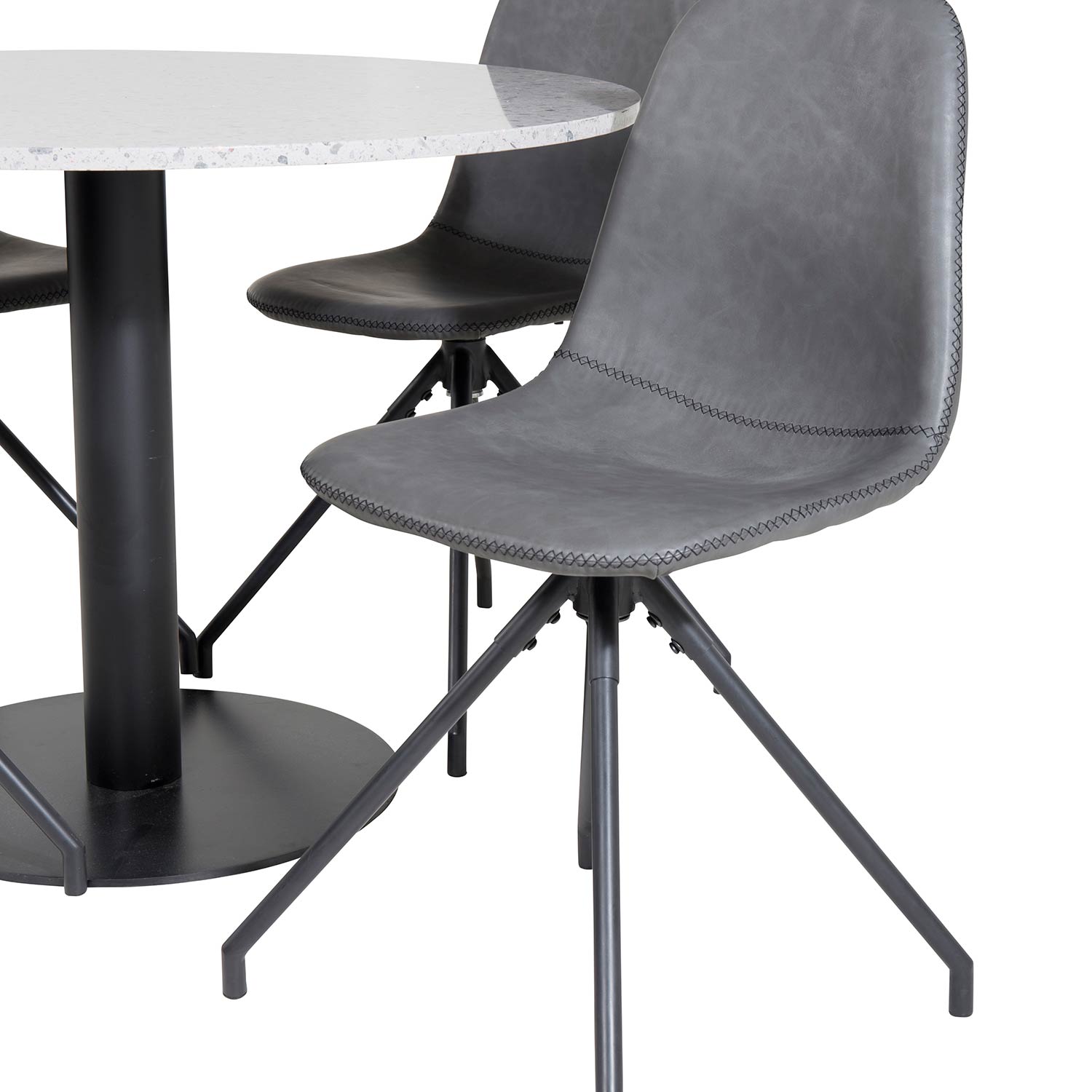Spisegruppe Venture Home Roxanna med 4 Pobbie Stoler med Svingfunksjon Kunstlær Rundt