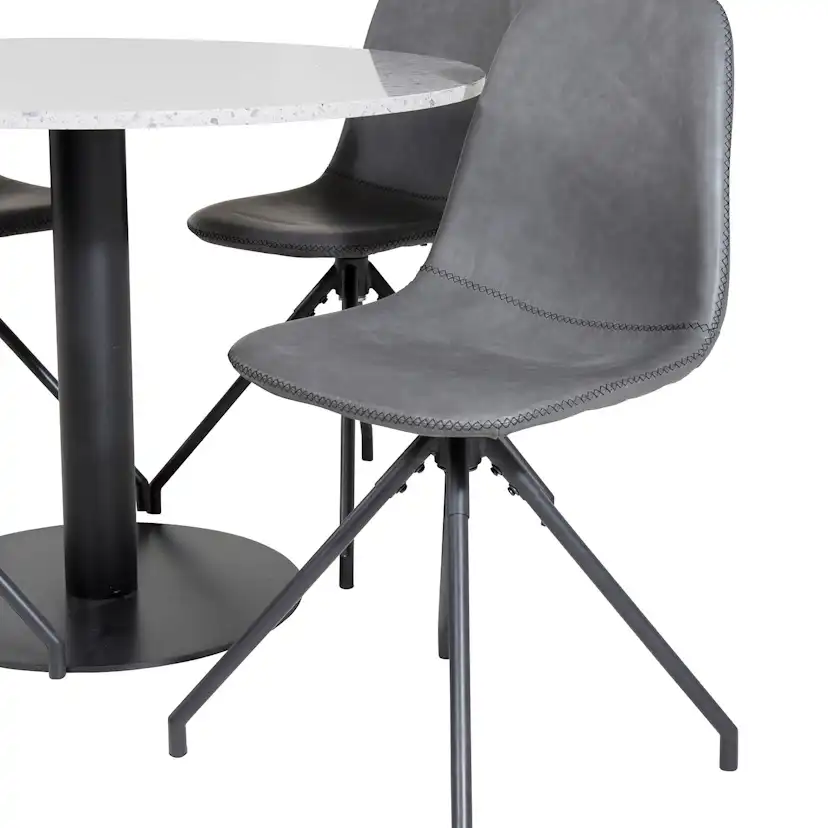 Spisegruppe Venture Home Roxanna med 4 Pobbie Stoler med Svingfunksjon Kunstlær Rundt