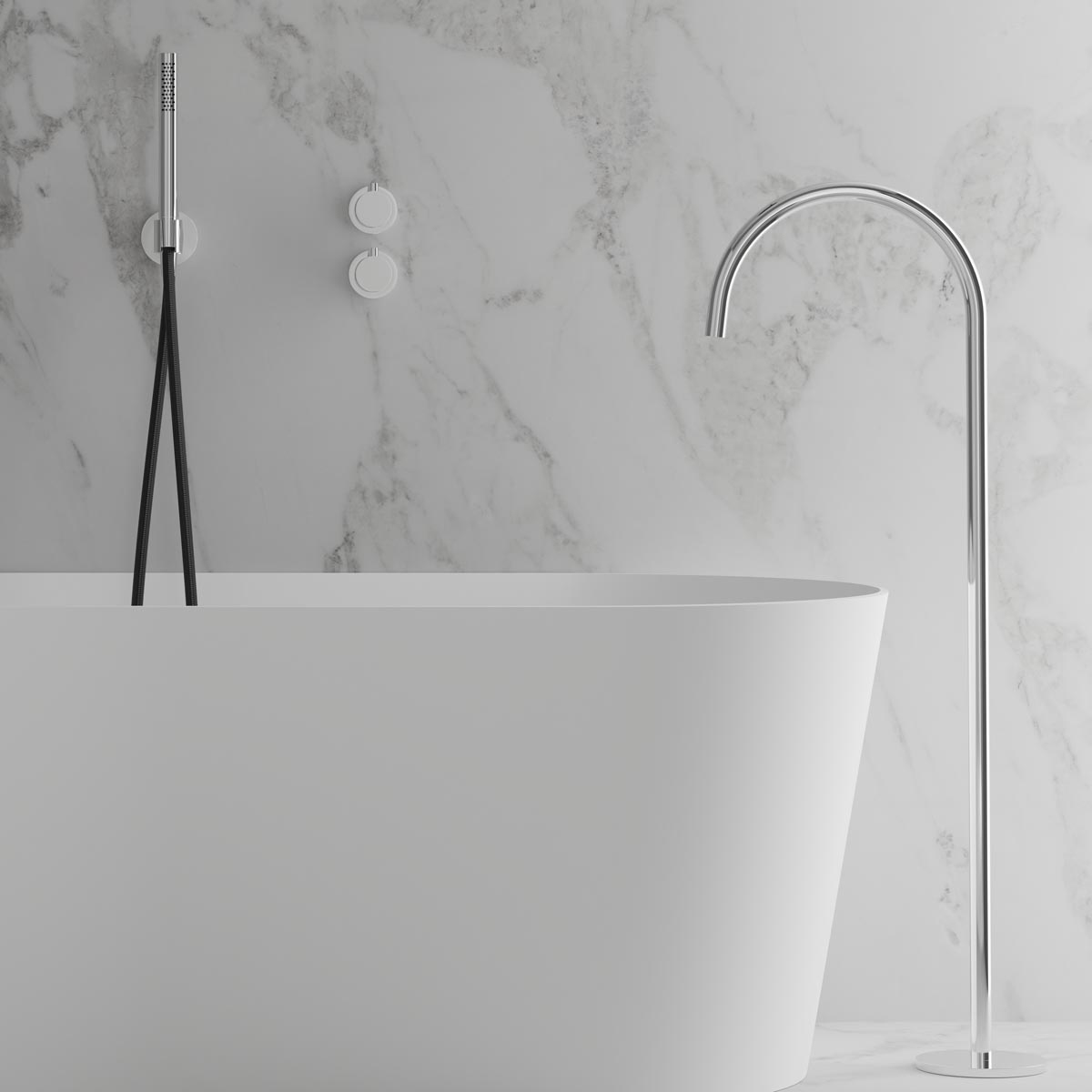 Takduschset Scandtap Steel Harmonized Bliss 4 med Badkarsfblandare för Inbyggnad | badrum - duscharmatur - takdusch | KakelKungen