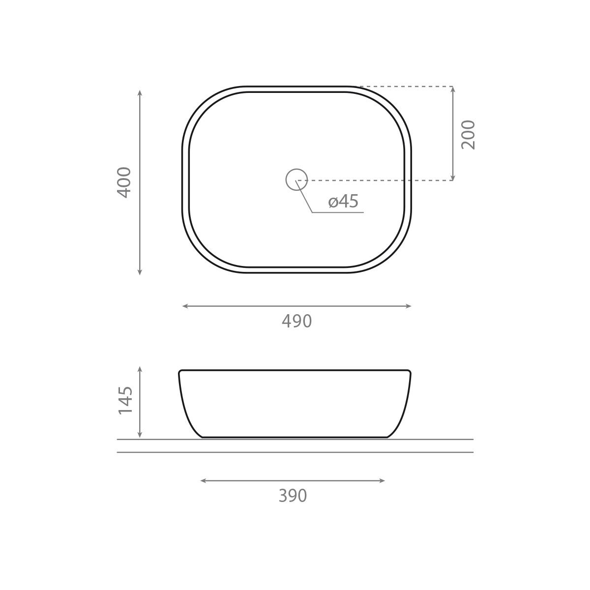 Porselensservant Bathco Olea Rectangular