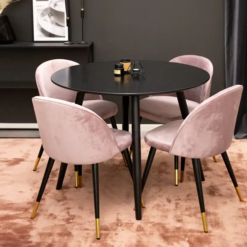 Spisegruppe Venture Home Plaza med 4stk Velvet Stoler