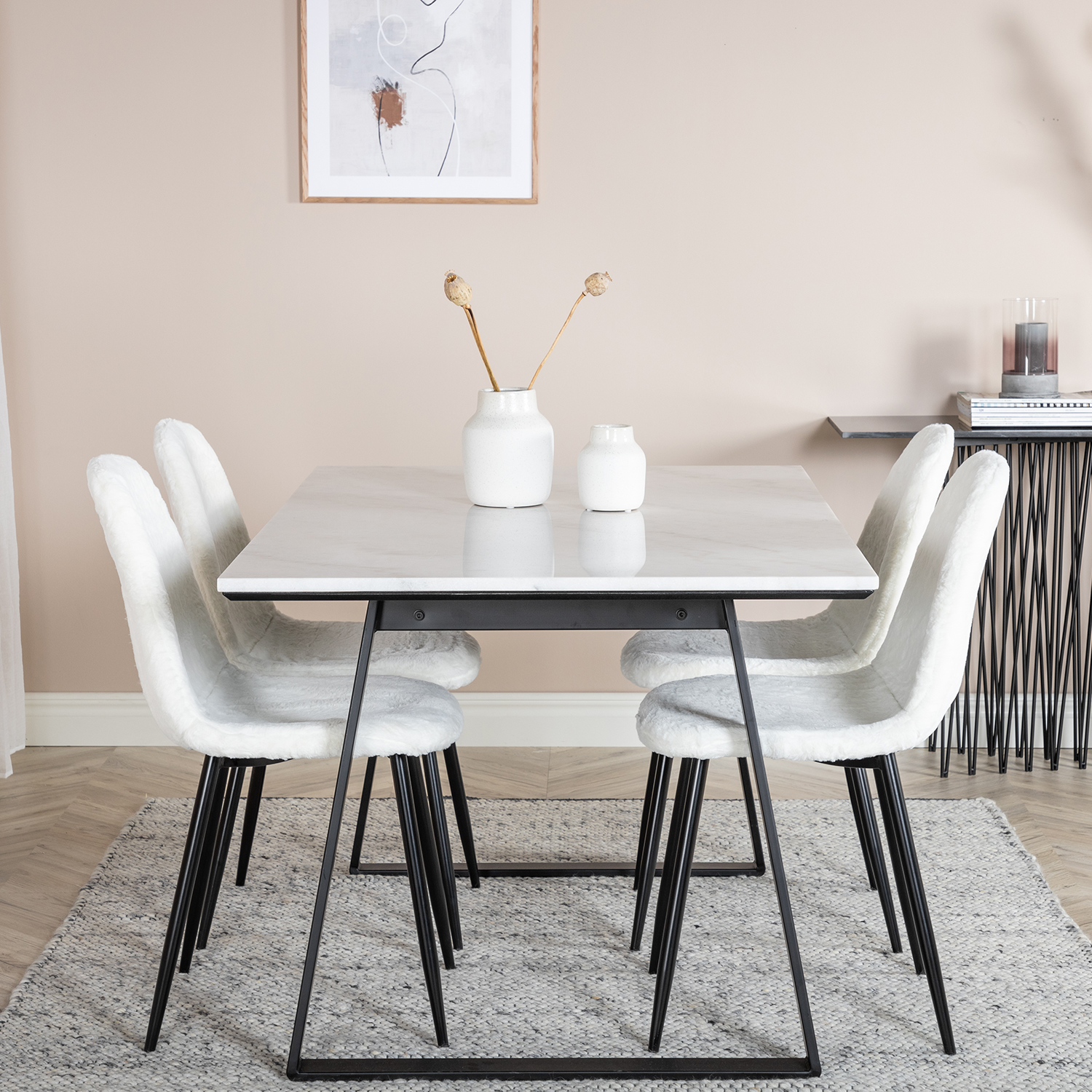 Spisegruppe Venture Home Estelle 140 med 4 Pooya Stoler