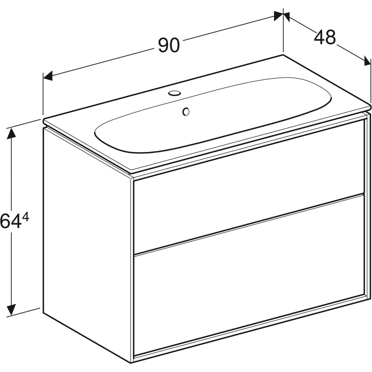 Servantskap Ifö Sense Art Smal Design 90 med 2 Skuffer