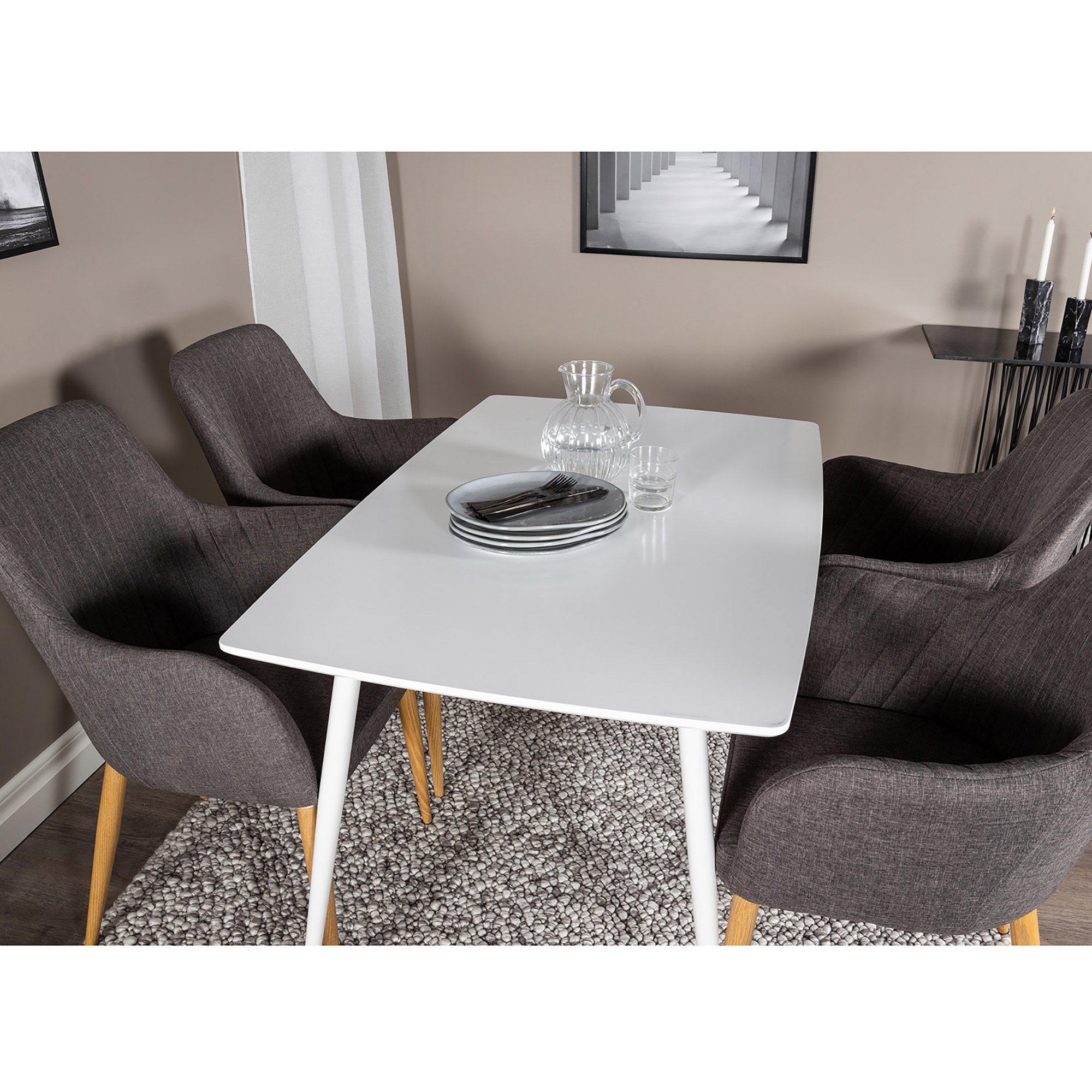 Spisegruppe Venture Home Pobbie med 4 Corina Stoler