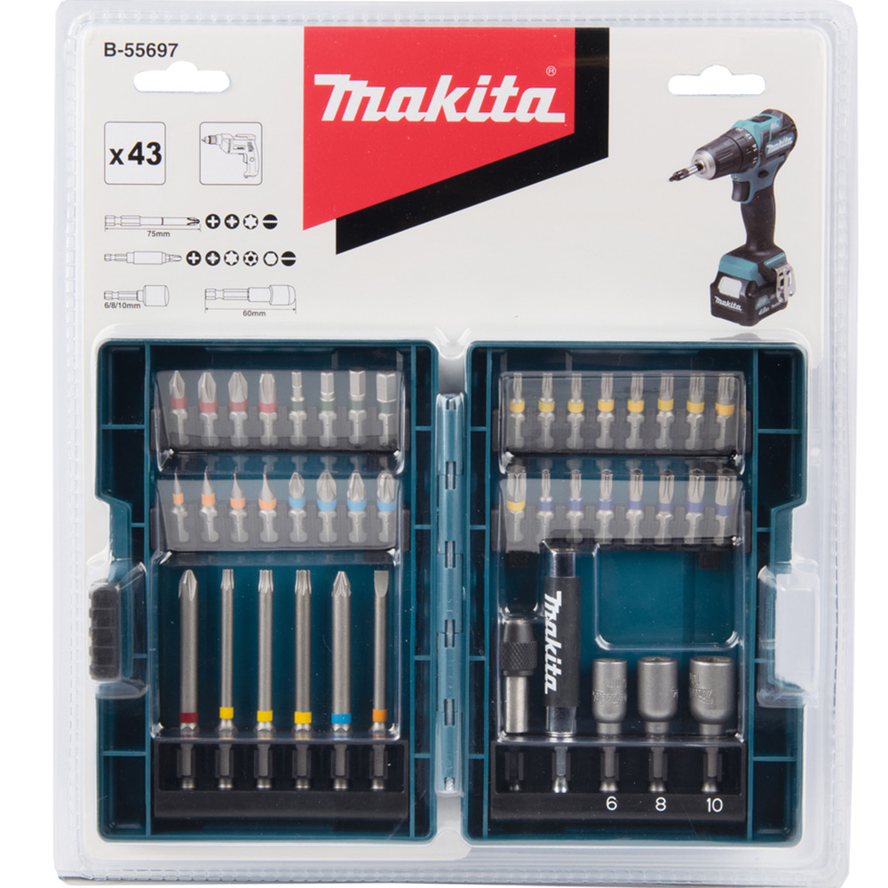 Bitssett Makita B-55697 43 deler og Oppbevaringsboks