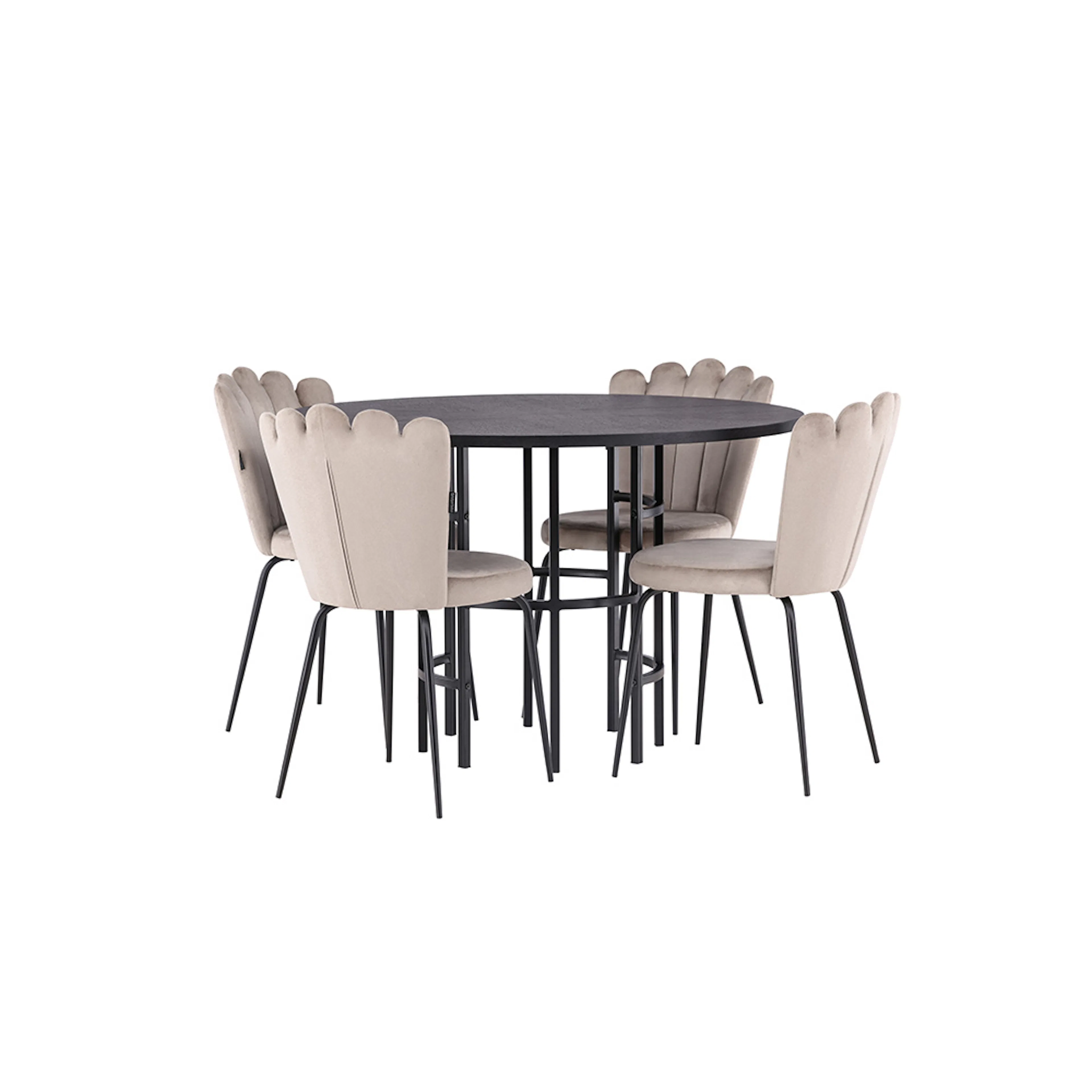 Copenhagen Dining Table - Black / Black Veneer +Limhamn Ligh Sort/Beige