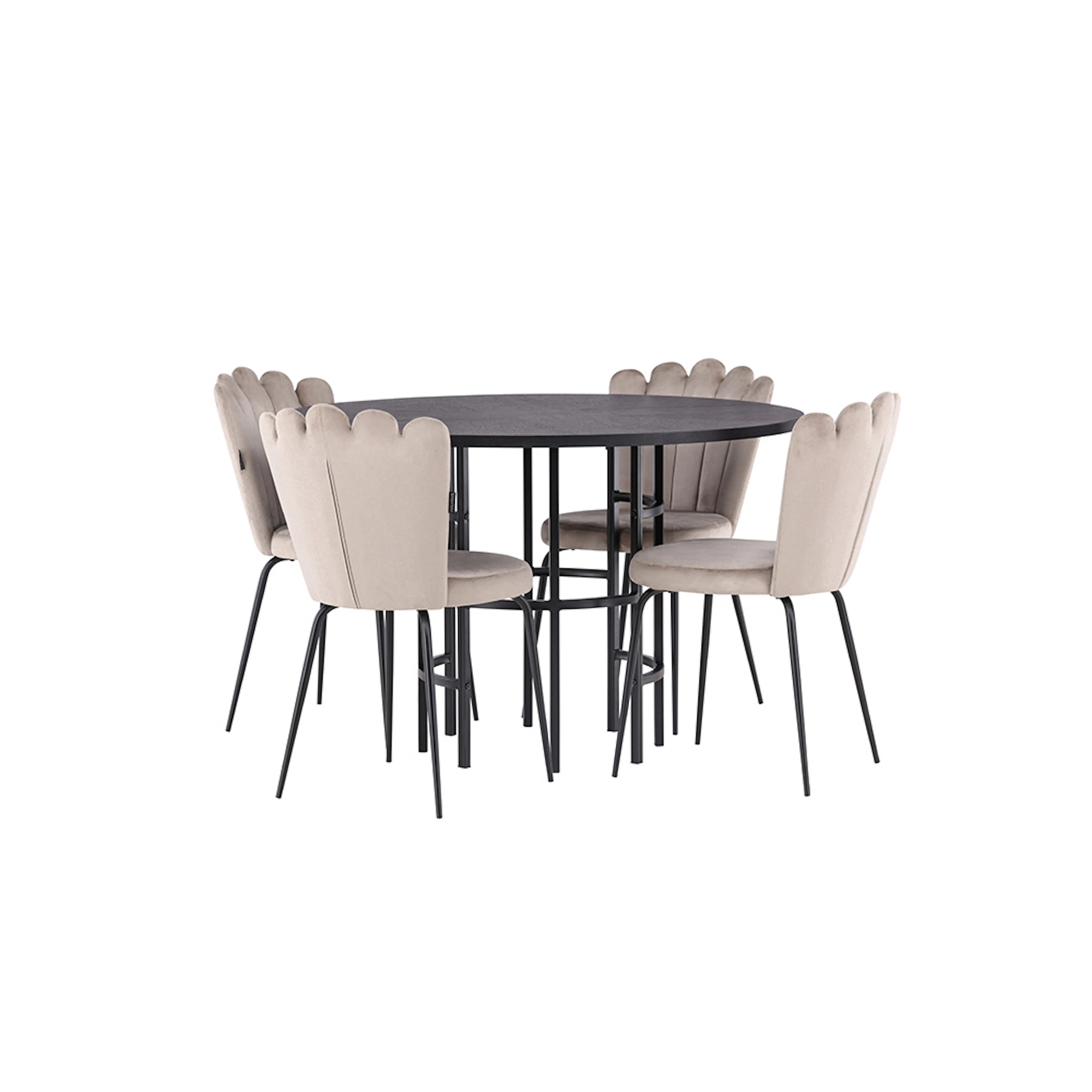 Spisegruppe Venture Home Copenhagen Ø 115 cm med 4 Limhamn Light Stoler Fløyel