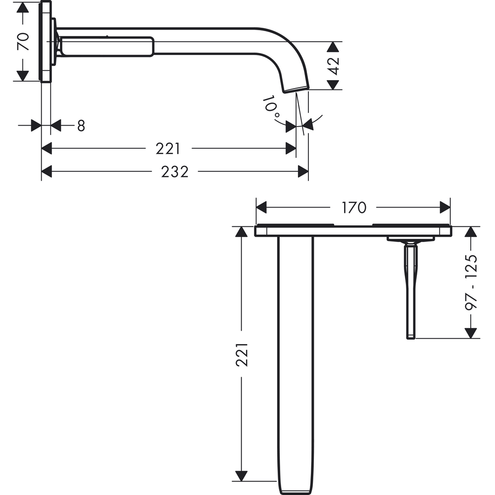 Servantbatteri Axor Citterio E for Innbygging
