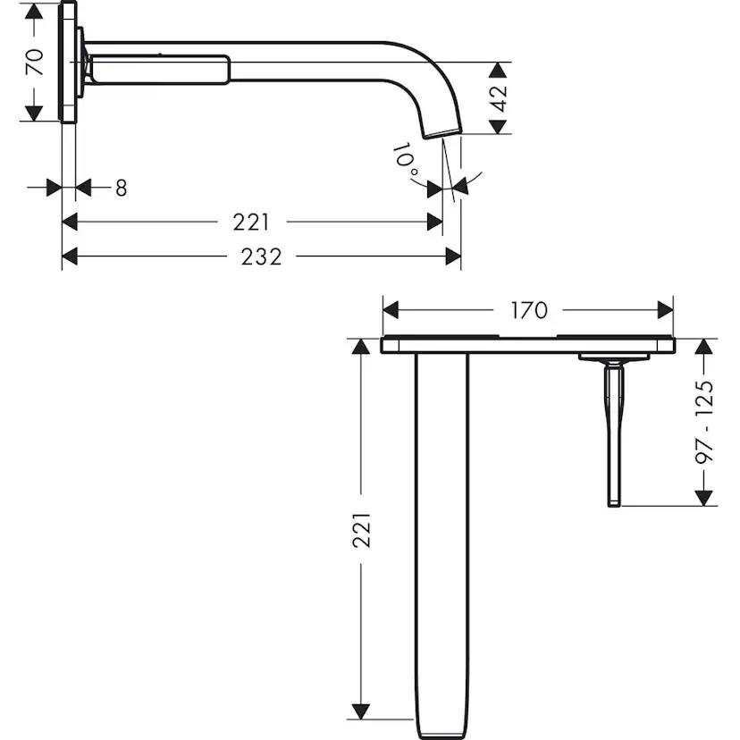 Servantbatteri Axor Citterio E for Innbygging