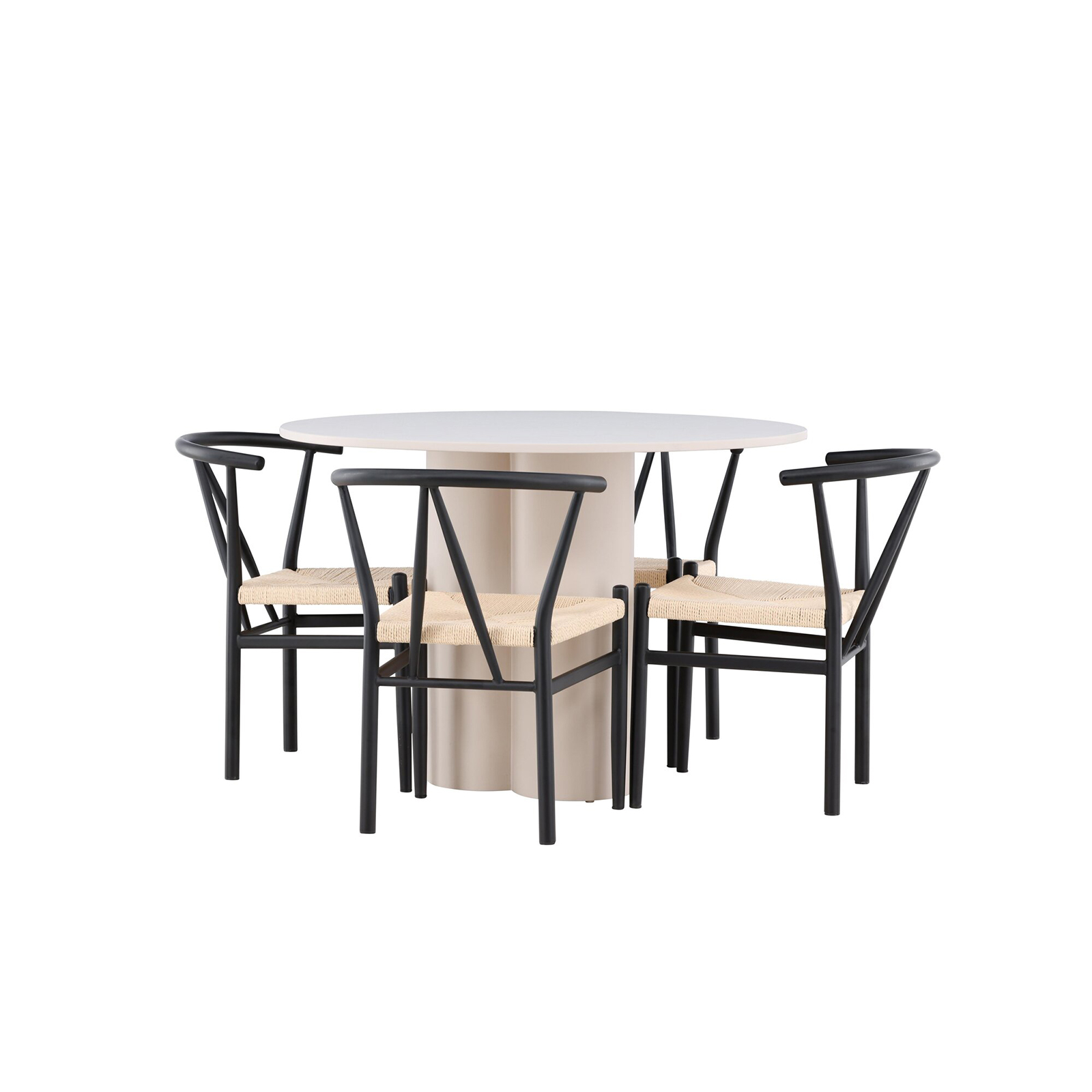 Spisegruppe Venture Home Olivia Ø110 med 4 stk Alfons Stoler