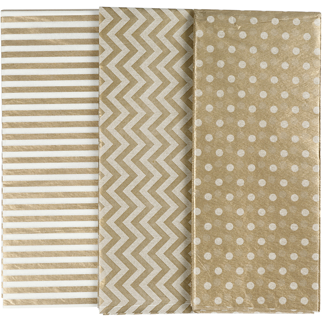 Silkespapper, guld, 50x70 cm, 17 g, 6 ark/ 1 förp. Gull, 6 st