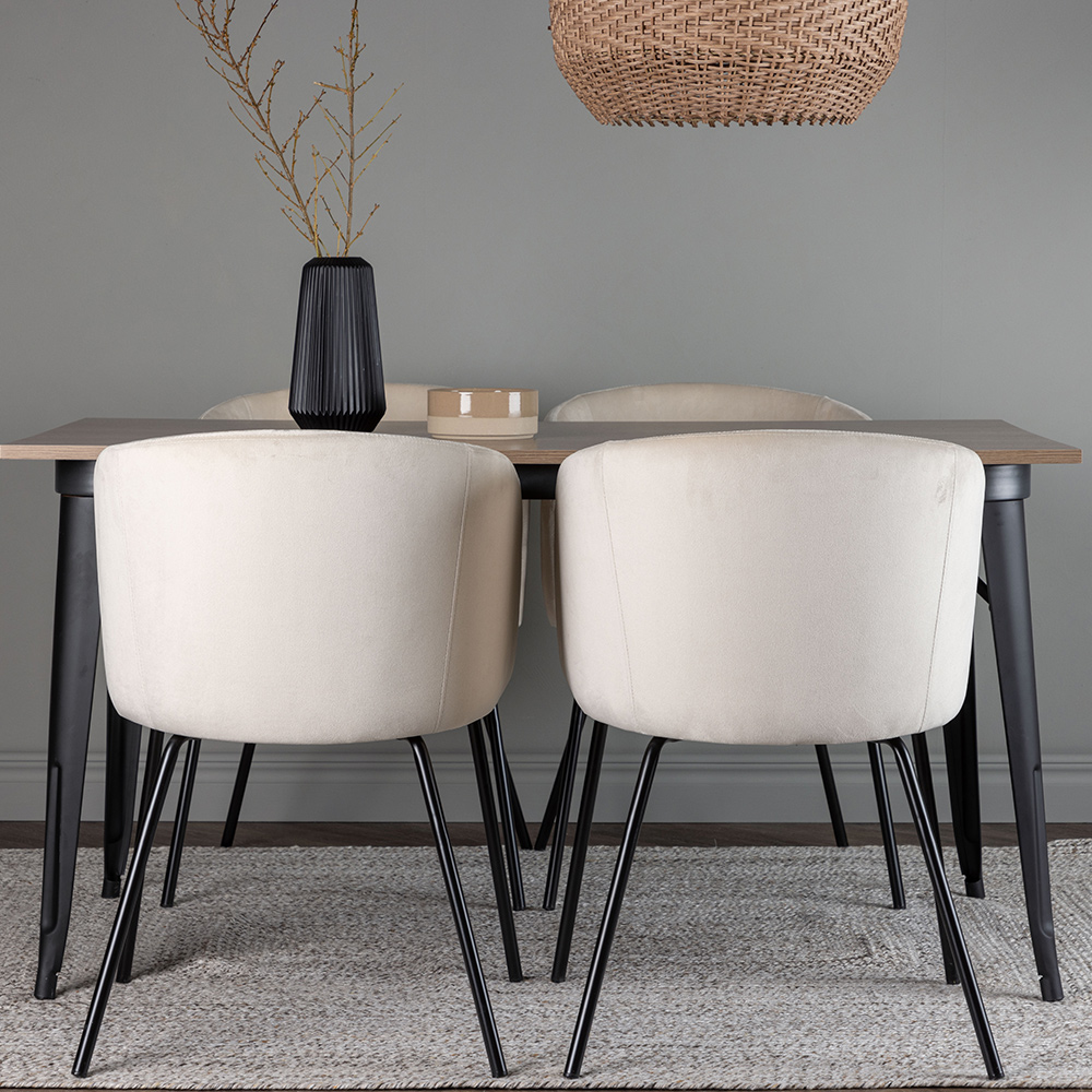Spisegruppe Venture Home Tempe 140 cm med 4 Berit Stoler Fløyel