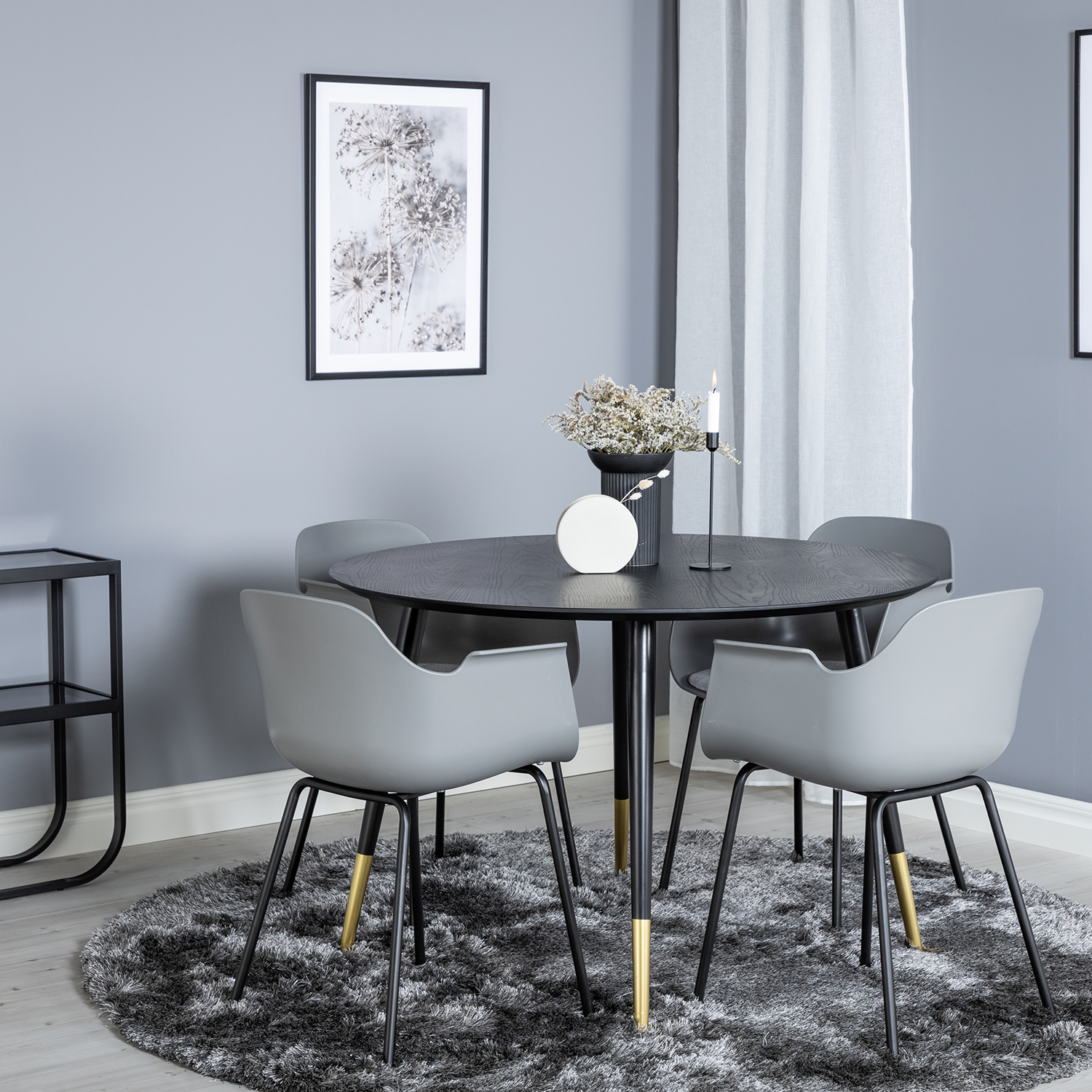 Spisegruppe Venture Home Dipp Ø115 cm med 4 Comfort Stoler