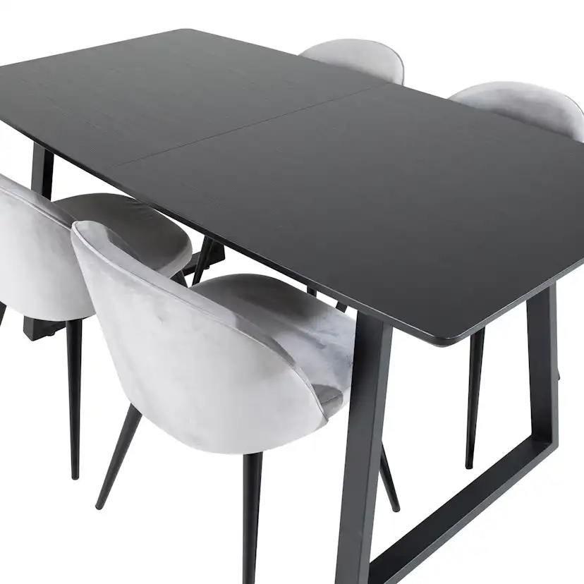 Spisegruppe Venture Home Ina med 4 Valentina Stoler Fløyel