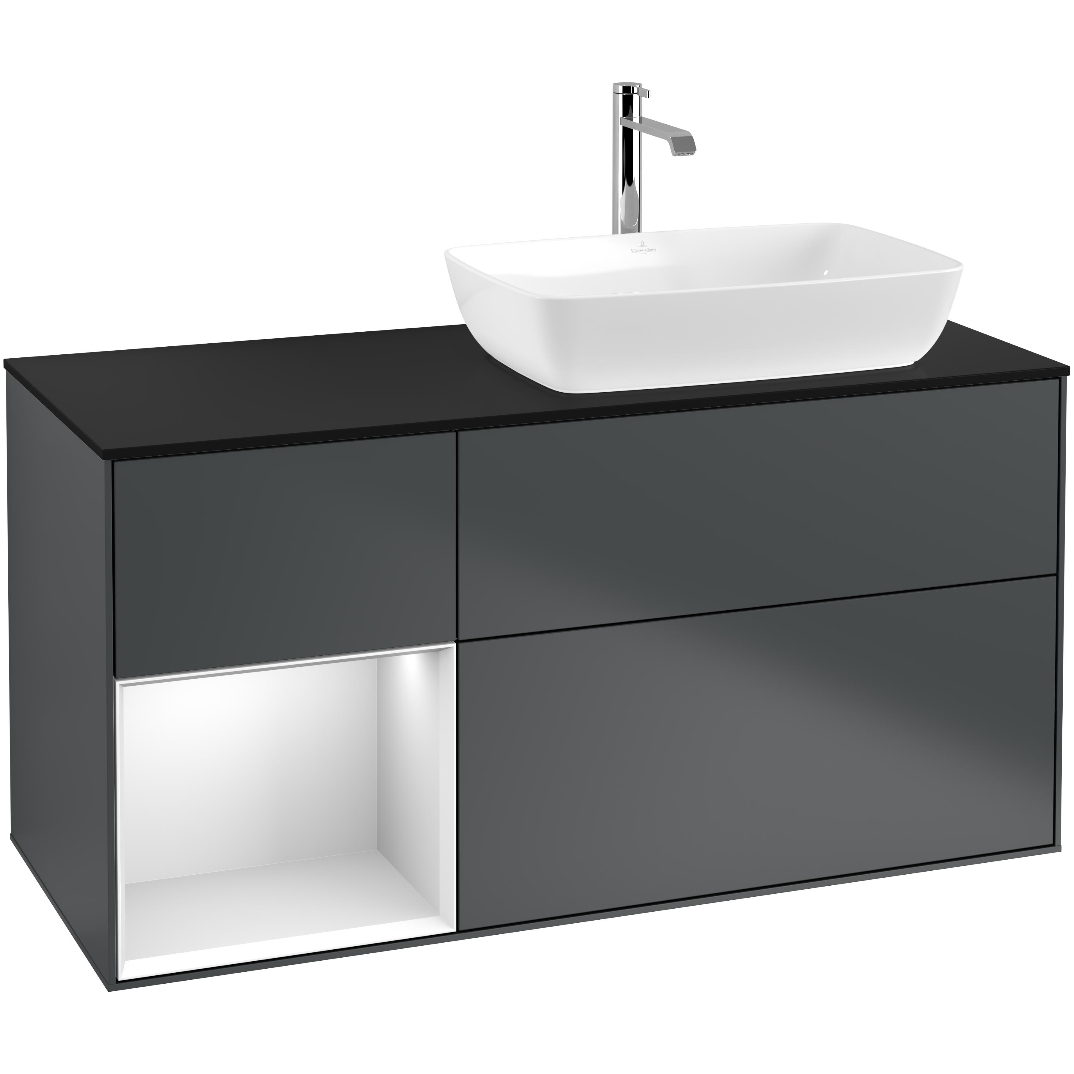 Tvättställsskåp Villeroy & Boch Finion med 3 Lådor Hylla och Bänkskiva för Ocentrerat Tvättställ från Artis & Collaro