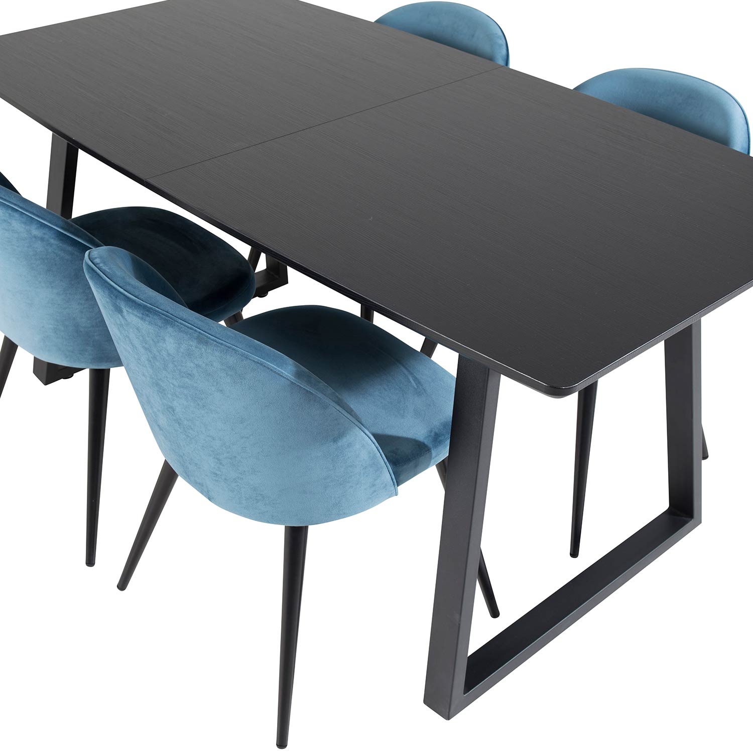 Spisegruppe Venture Home Ina med 4 Valentina Stoler Fløyel