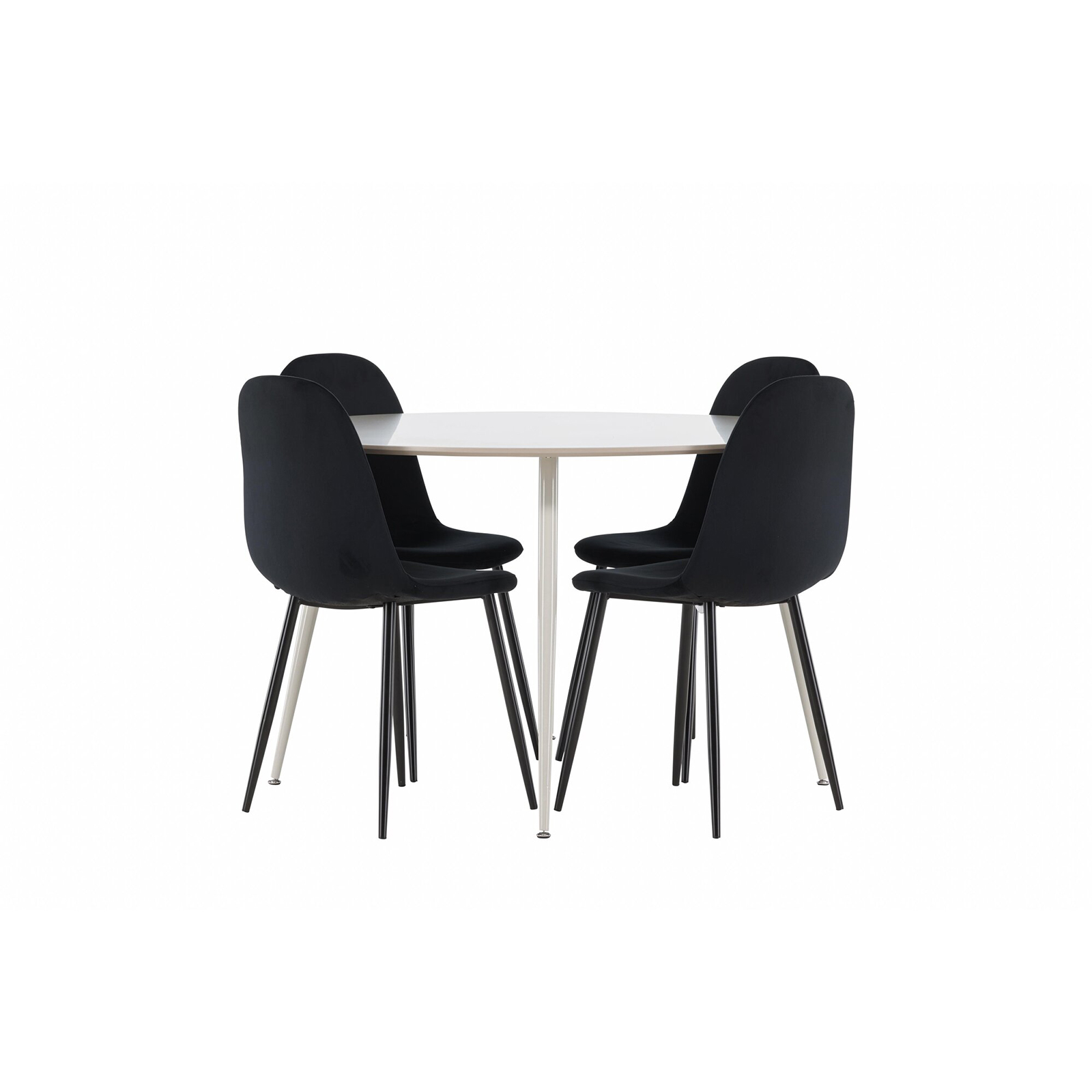 Spisegruppe Venture Home Plaza Ø120 med 4 stk Polar Stoler Fløyel