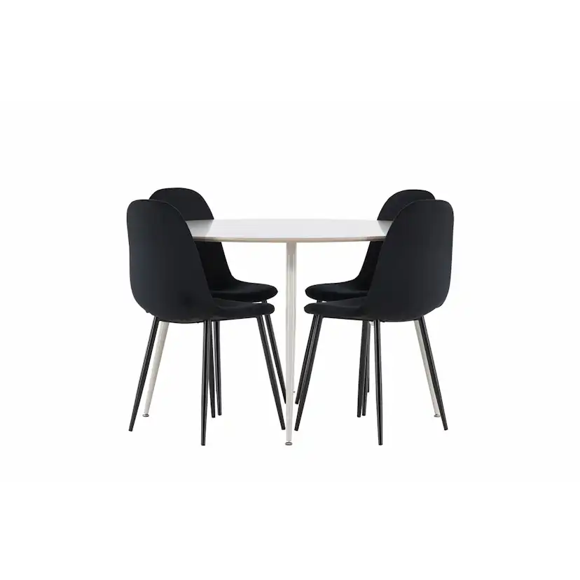 Spisegruppe Venture Home Plaza Ø120 med 4 stk Polar Stoler Fløyel