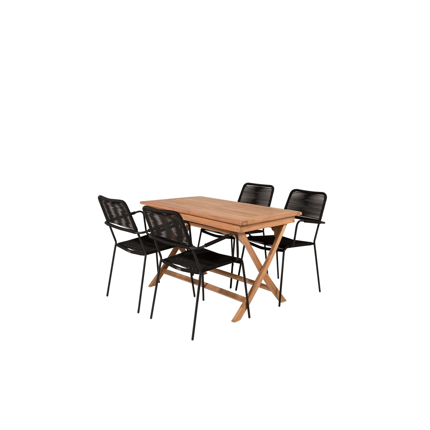 Spisegruppe Venture Home Kenya 120x70 Teak med 4 Lindos Lenestoler
