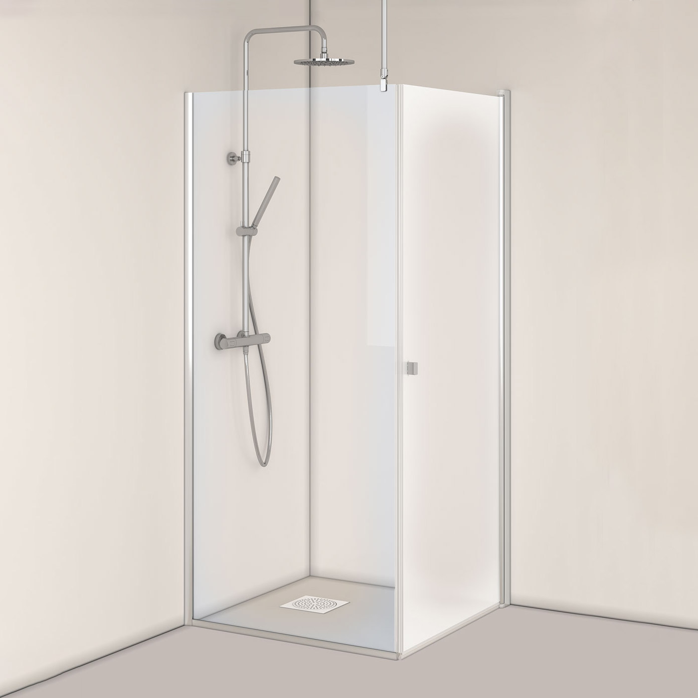 DUSJ IGLOO PRO ST 9 F IW 9 K N Profil: Aluminium, Dør: Frostat/Vegg: Klarglas, Rett Dør: 885 + Fast Vegg 885