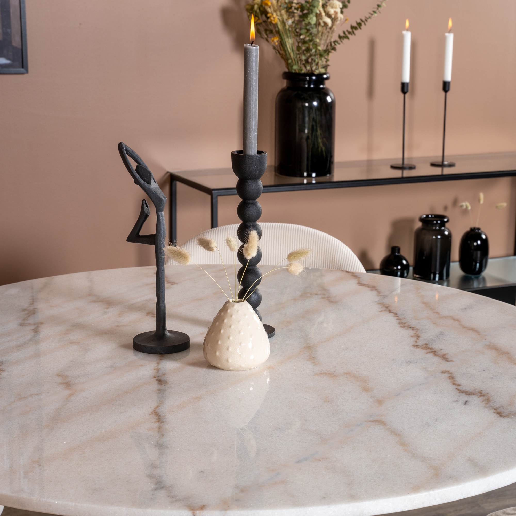 Spisegruppe Venture Home Estelle Rundt med 4 Valentina Stoler