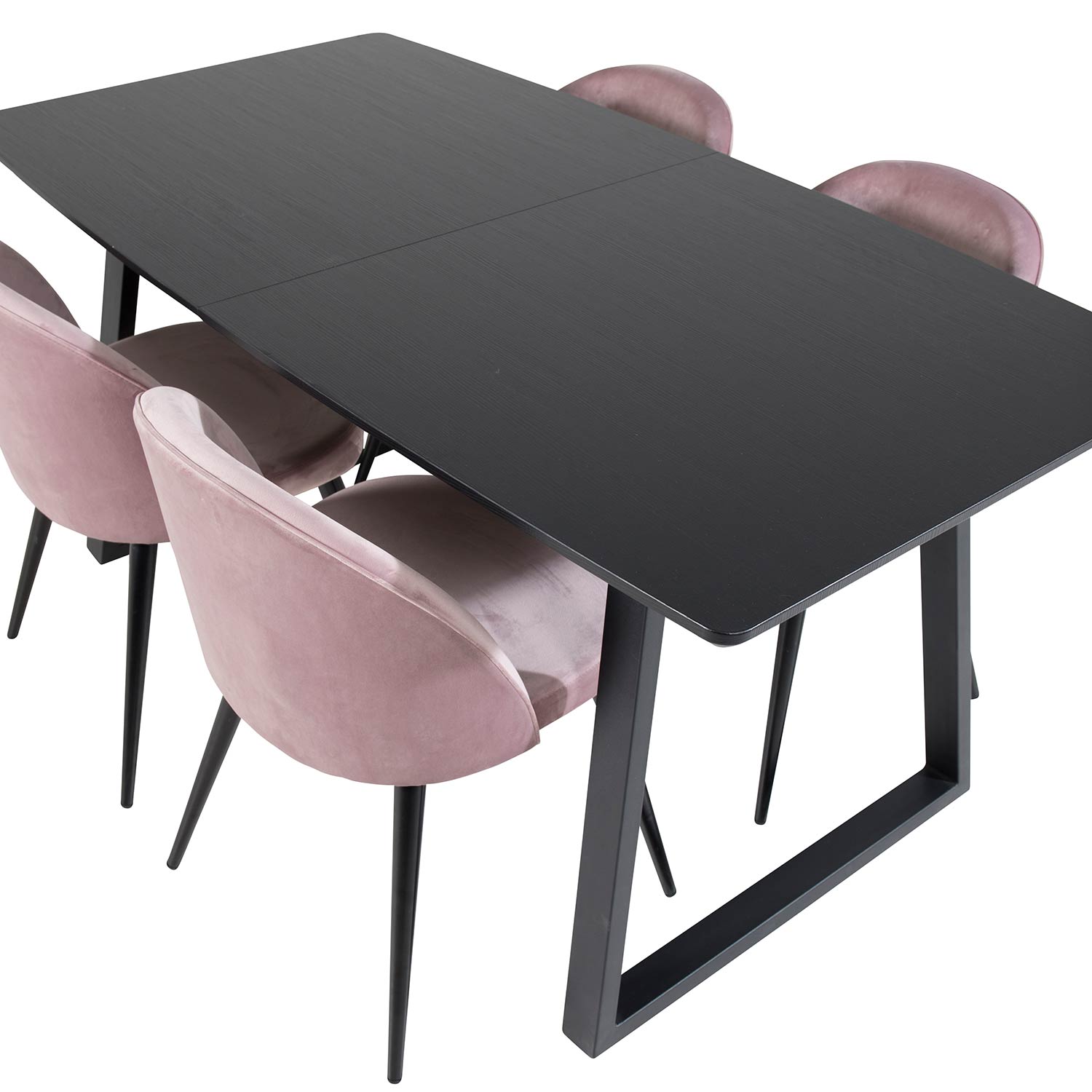 Spisegruppe Venture Home Ina med 4 Valentina Stoler Fløyel