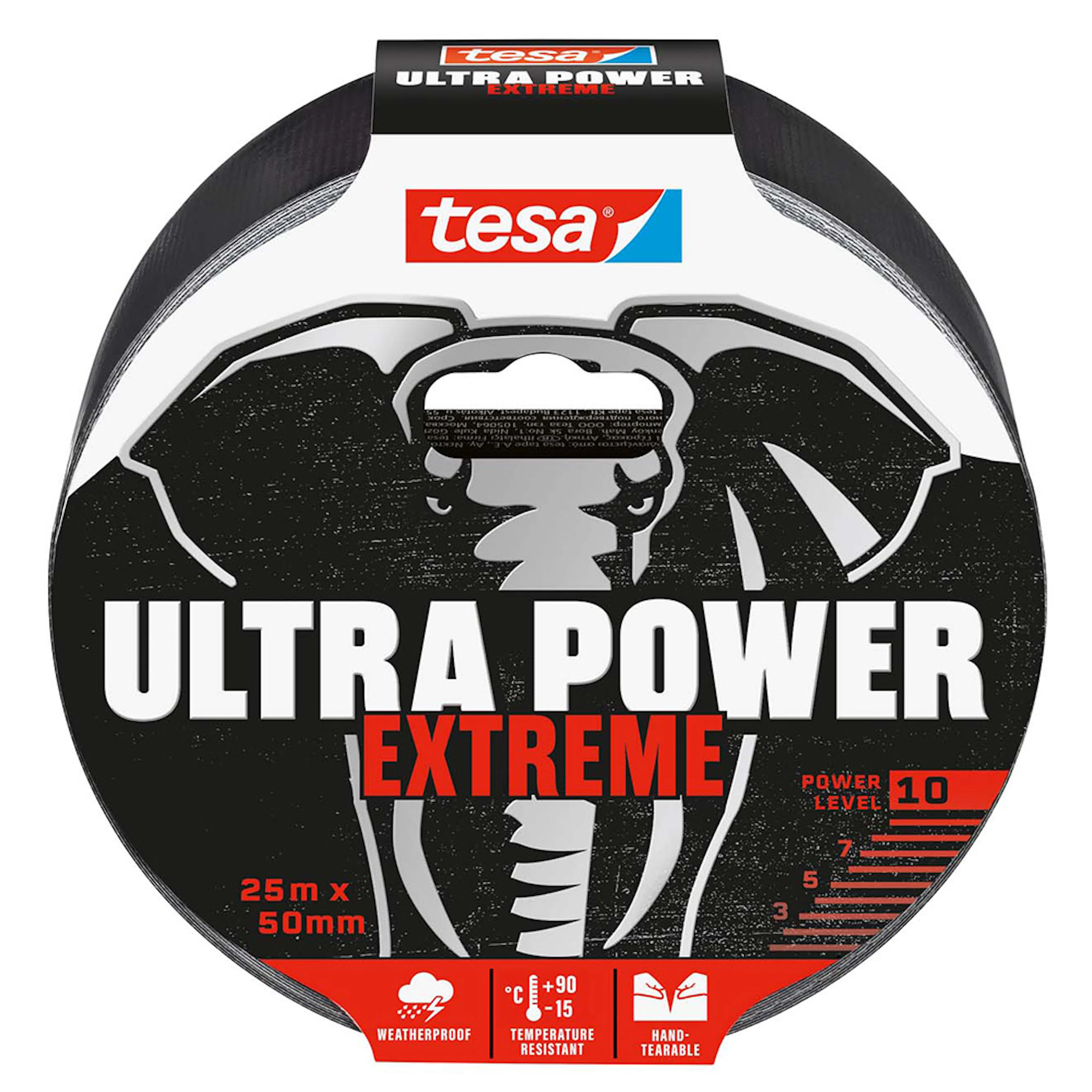 Reparasjonstape Tesa 50 mm x 25 m Sort Ekstra