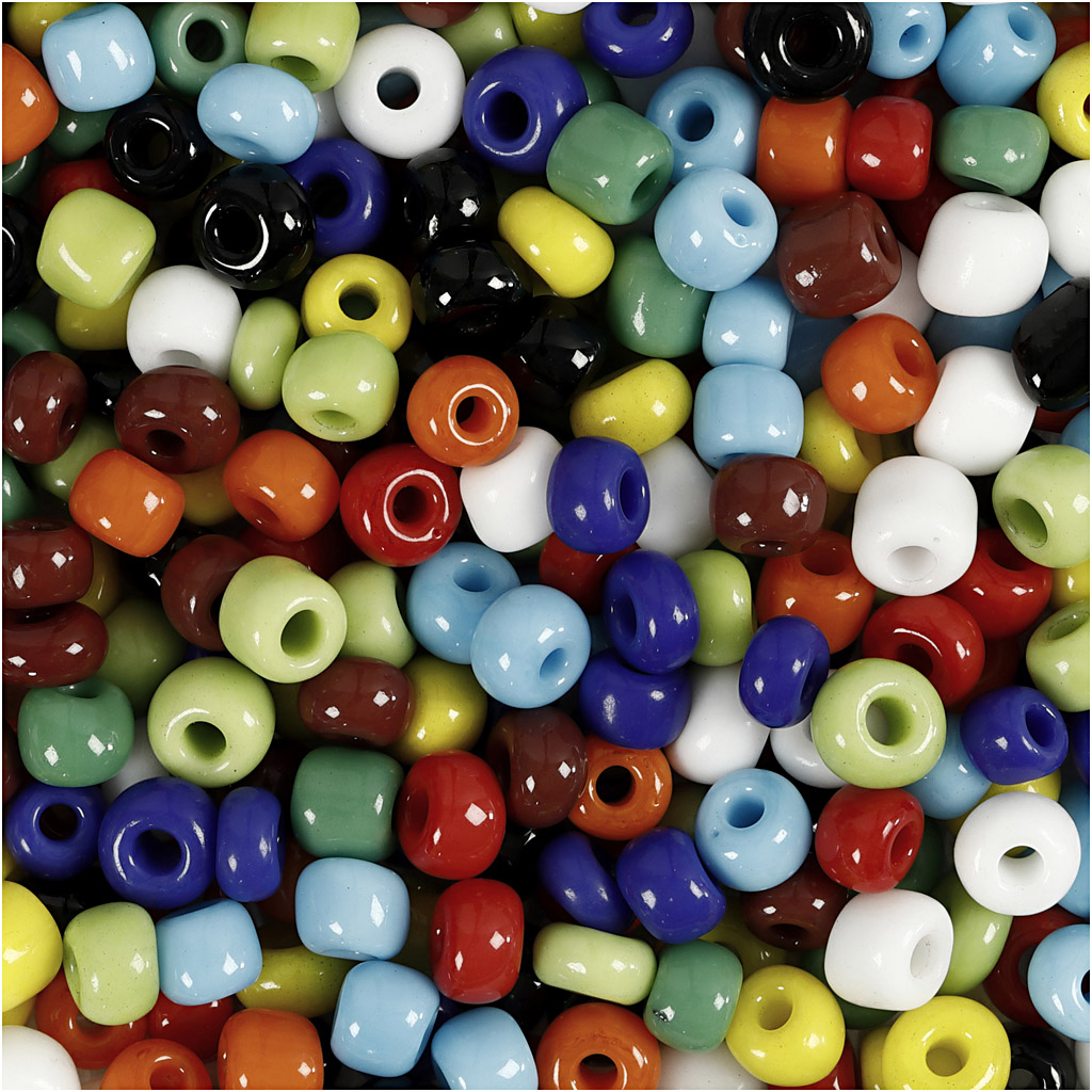 Rocaillesperler Creativ Company Ass Farger D4 mm Str 6/0 Hullstr 0,9-1,2 mm 1000 g/1 Pk