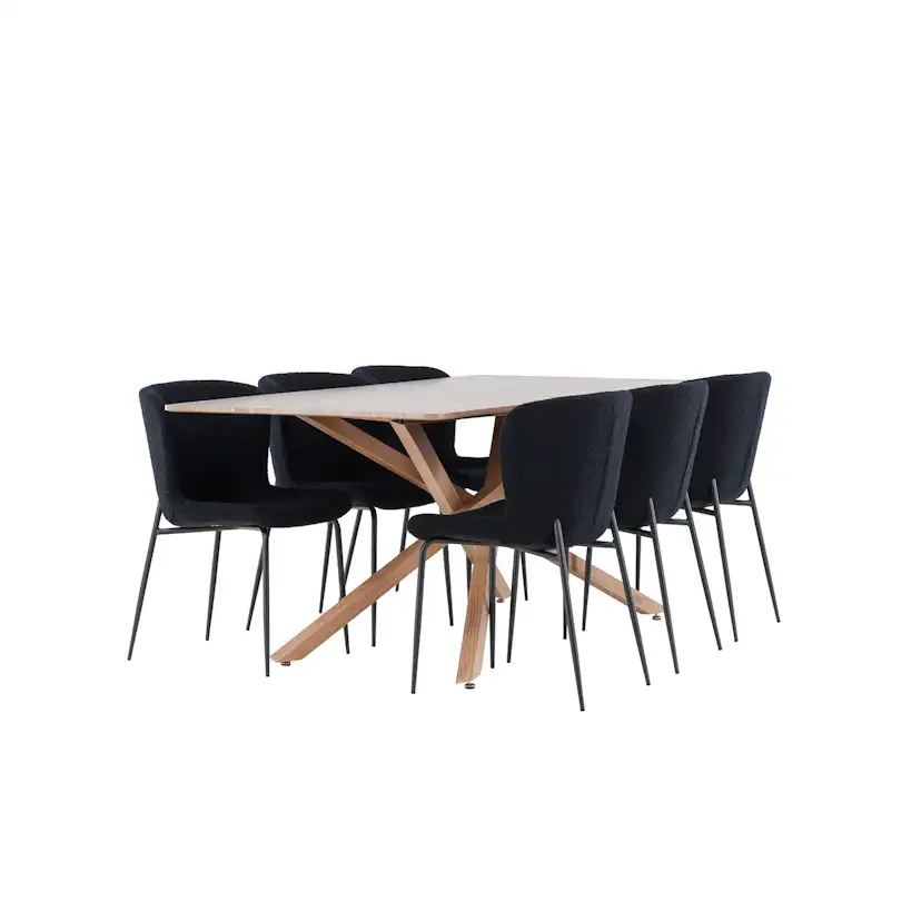 Spisegruppe Venture Home Piazza 180 med 6 stk Modesto Stoler Teddy