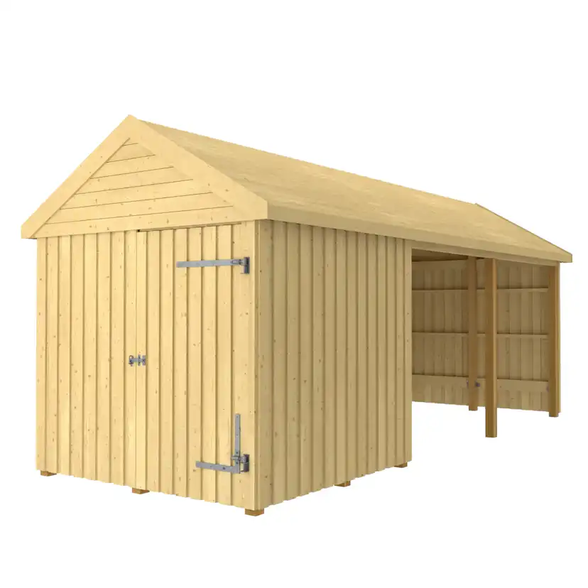 Utebod PLUS Classic Multi Hagehus 3 Moduler Enkeldør Åpen 14,5m2