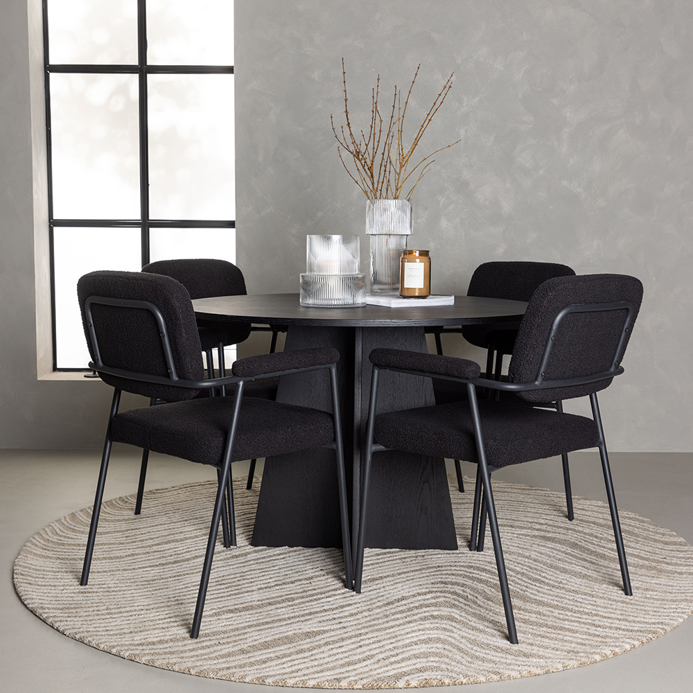 Spisegruppe Venture Home Bootcut Ø110 cm med 4 stk Yesterday Stoler