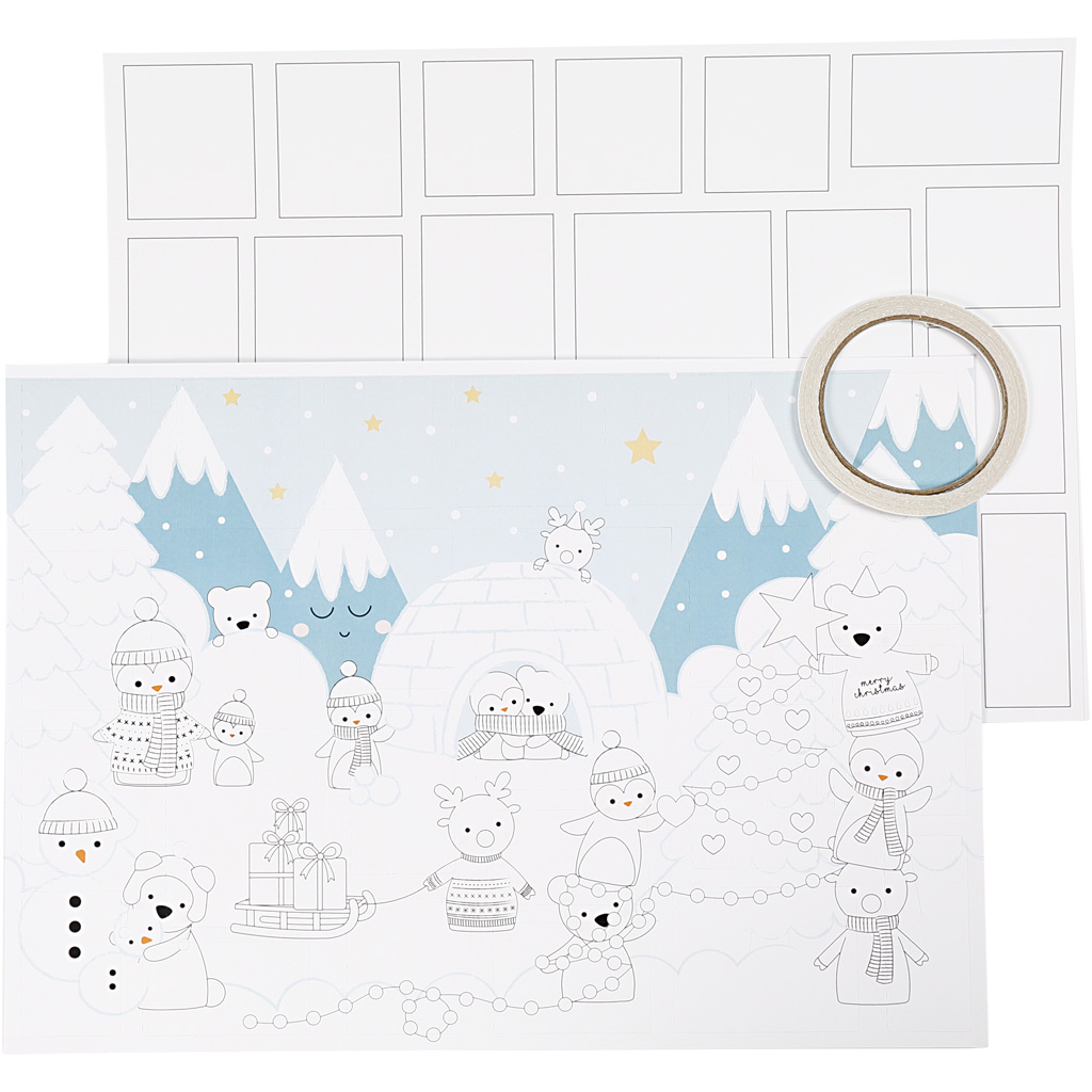 Julekalender Creativ Company Str 30x42 cm Hvit 3 stk/1 Pk
