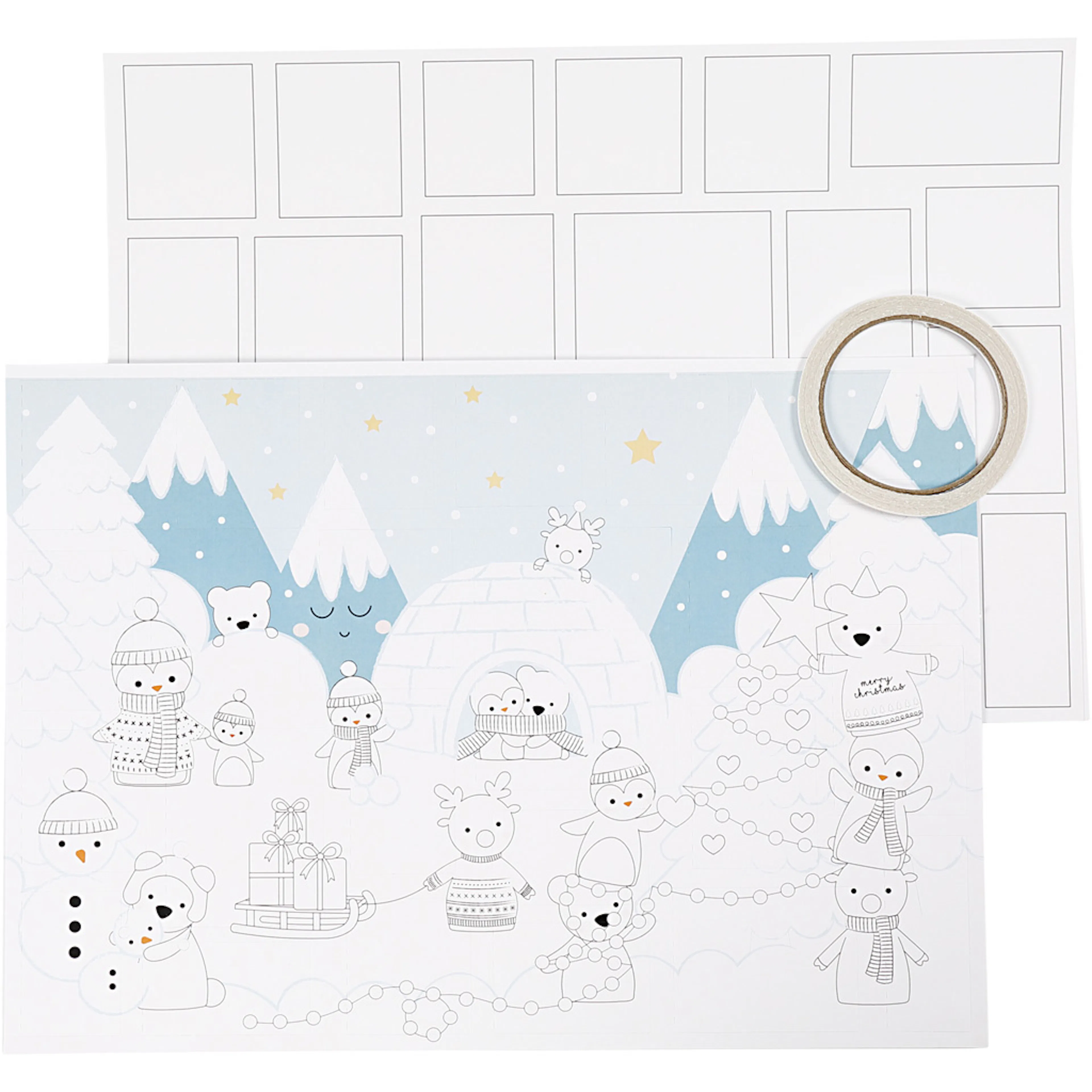 Julekalender Creativ Company Str 30x42 cm Hvit 3 stk/1 Pk