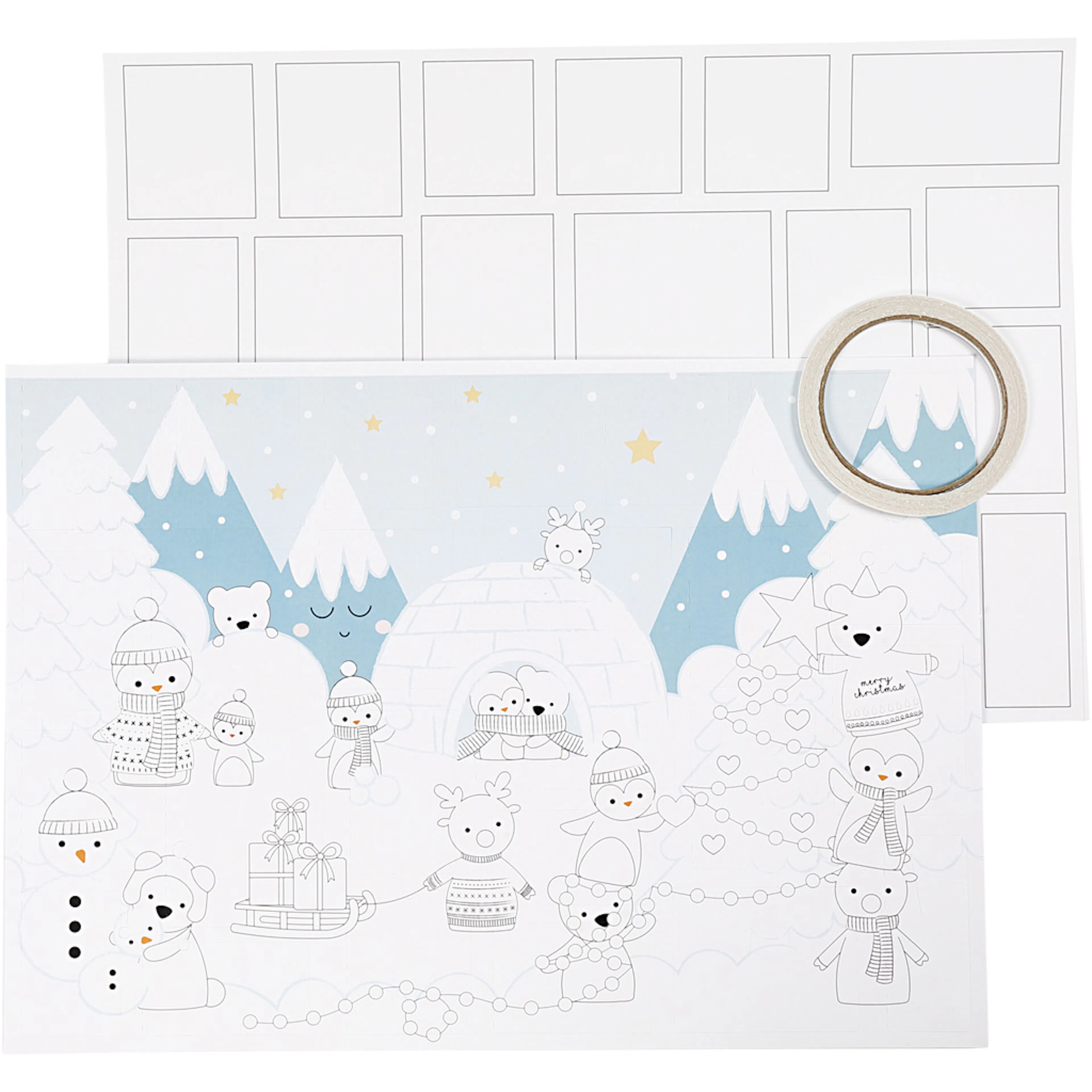 Julekalender Creativ Company Str 30x42 cm Hvit 3 stk/1 Pk