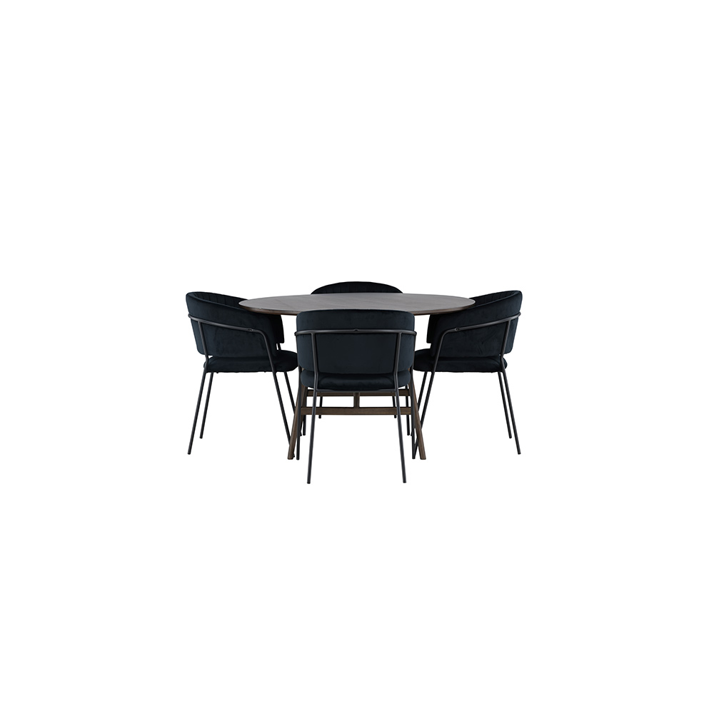 Spisegruppe Venture Home Kaseidon Ø100 cm med 4 stk Selma Stoler