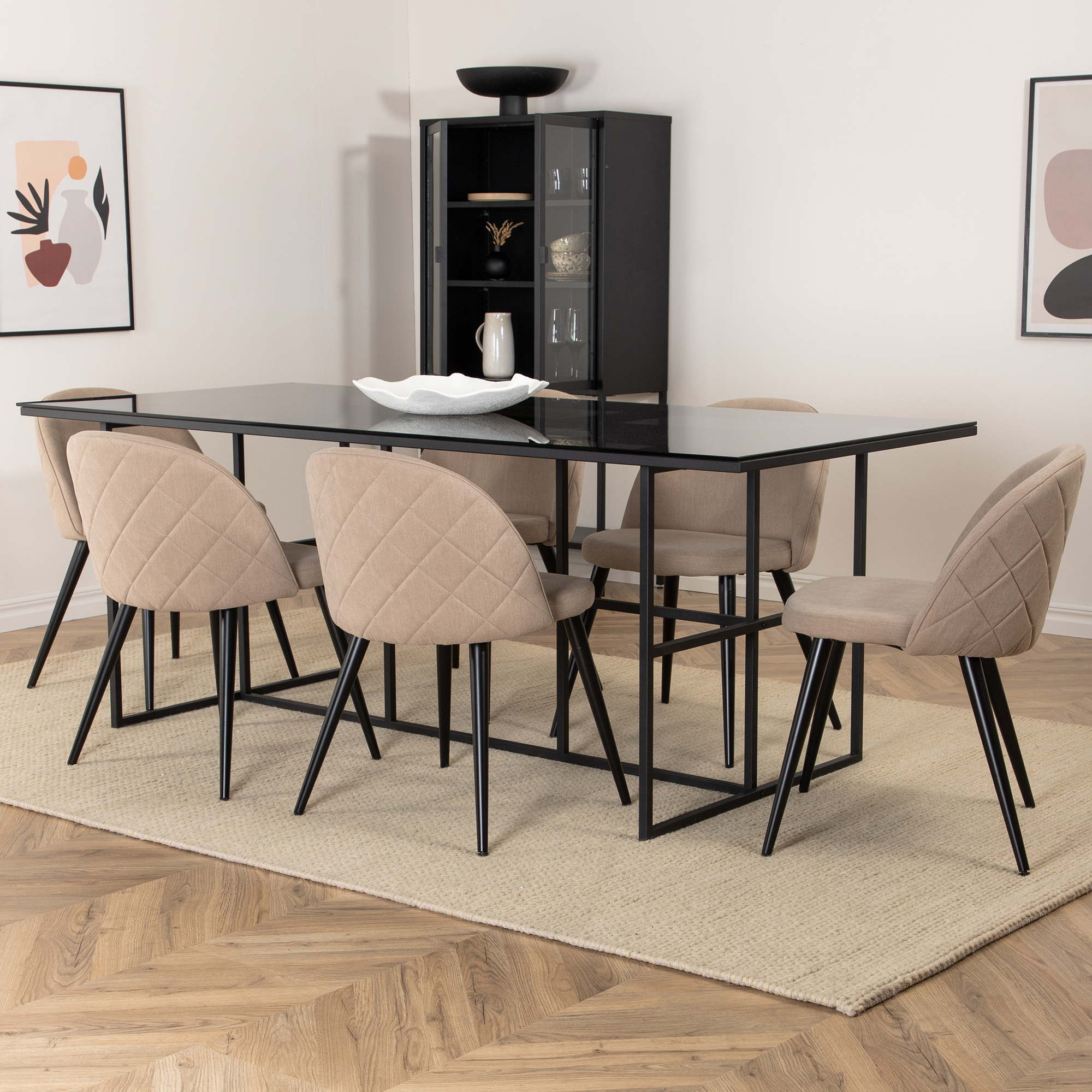 Spisegruppe Venture Home Lund med 6 Valentina Stitcthes Stoler Polyester