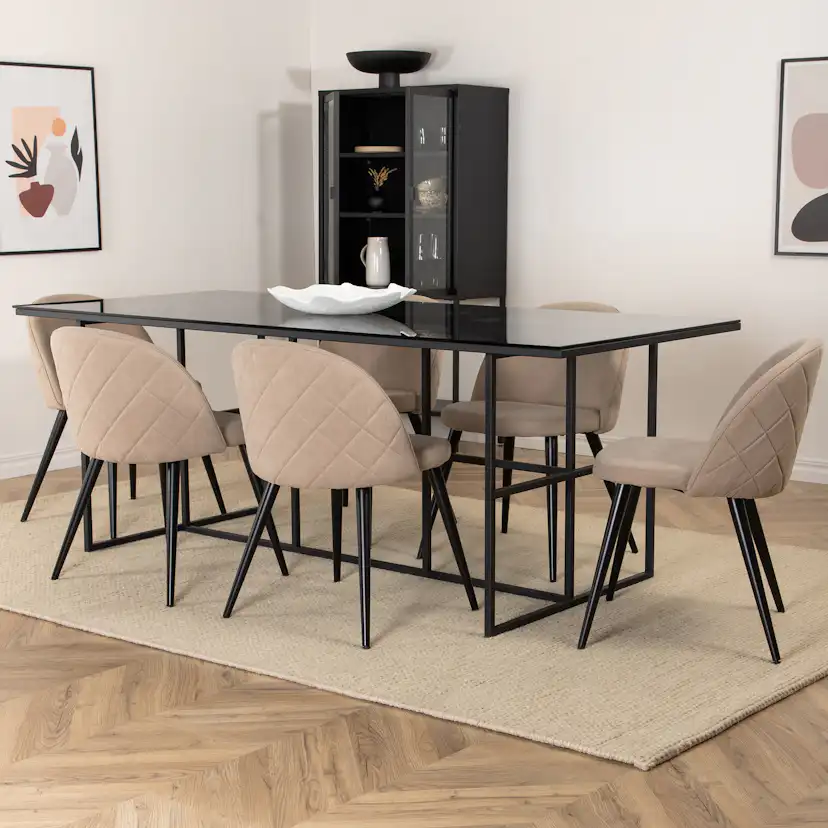 Spisegruppe Venture Home Lund med 6 Valentina Stitcthes Stoler Polyester