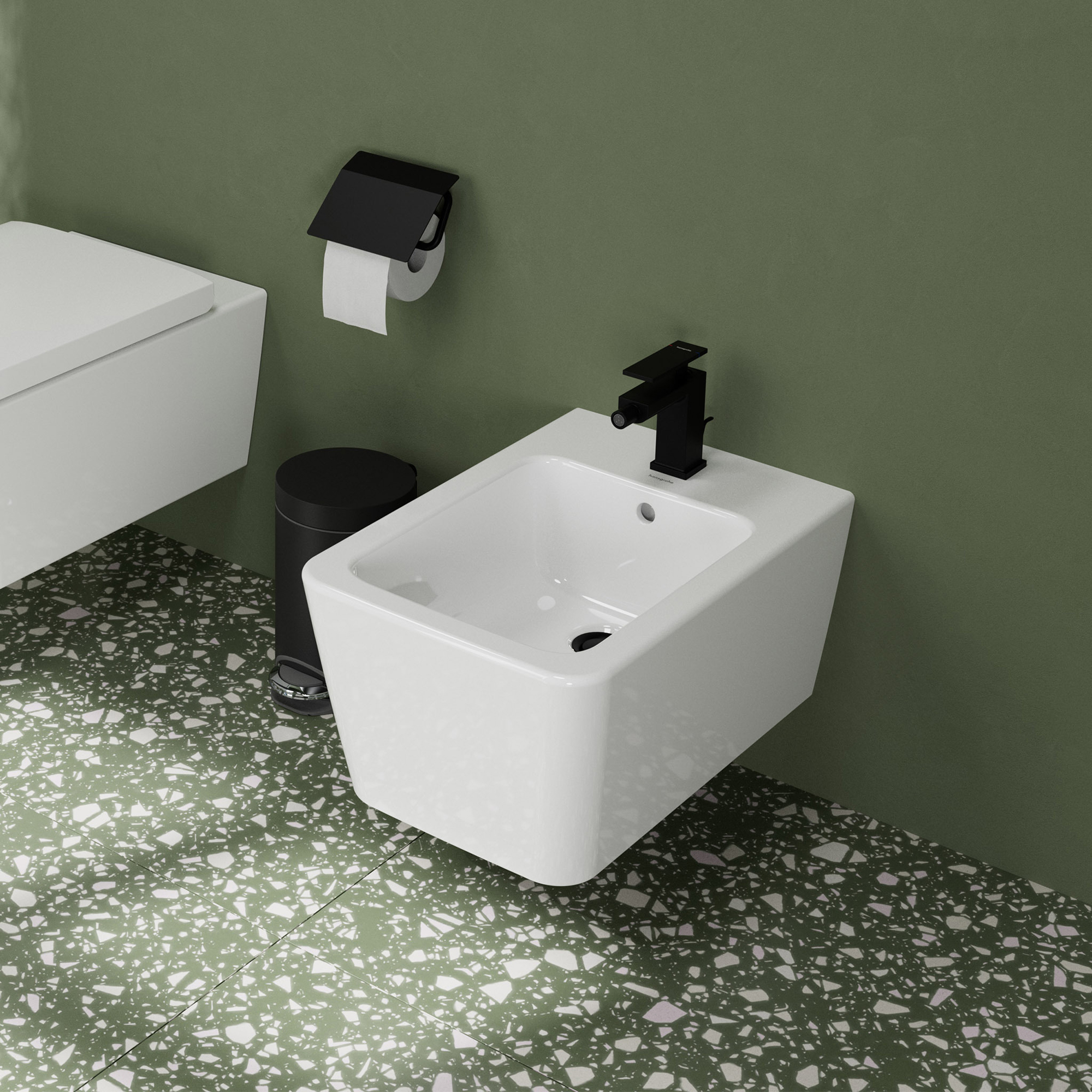 Hansgrohe AddStoris Pappershålalre med lock Mattsvart Sort Matt