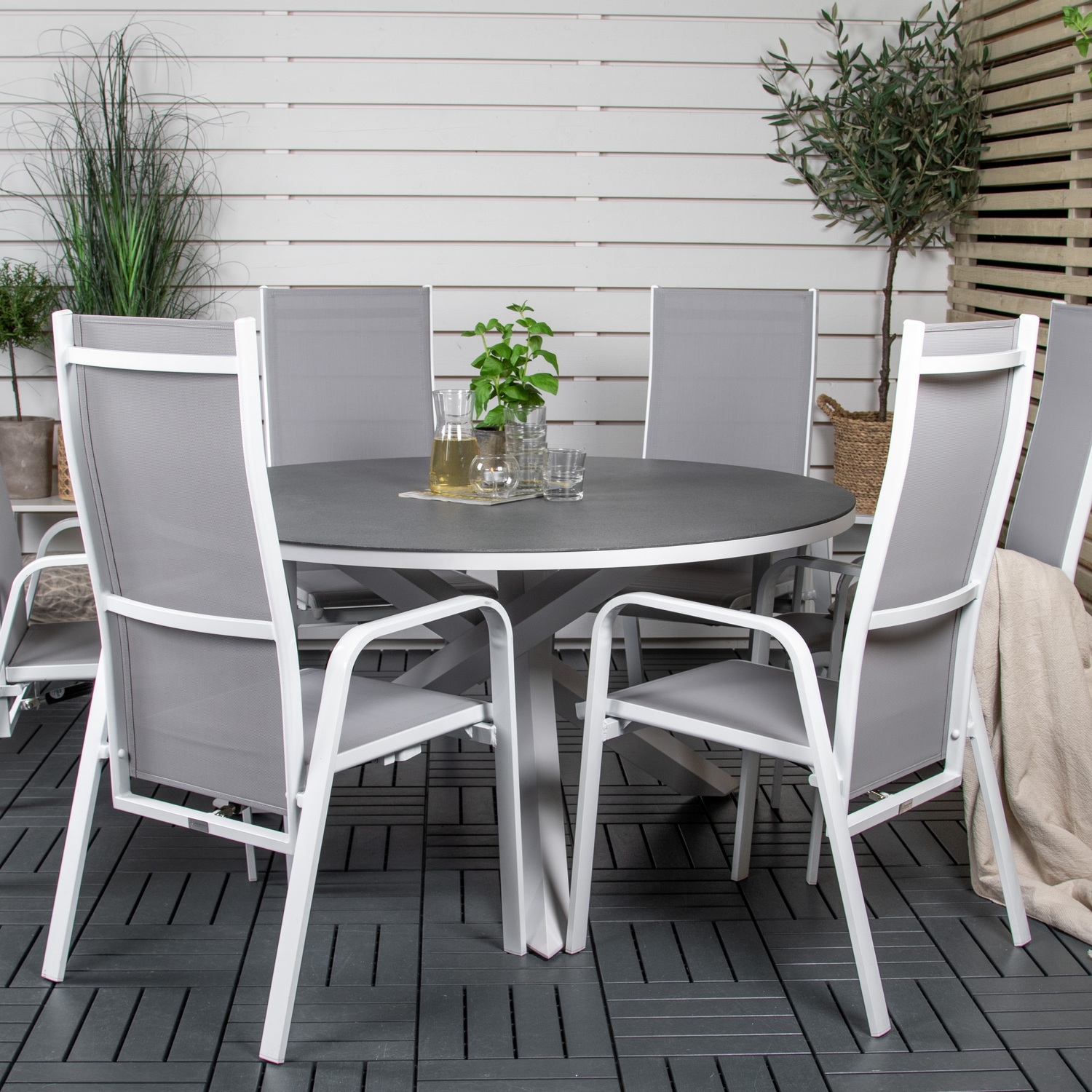 Spisegruppe Venture Home Copacabana med 6 Copacabana Recliner Stoler