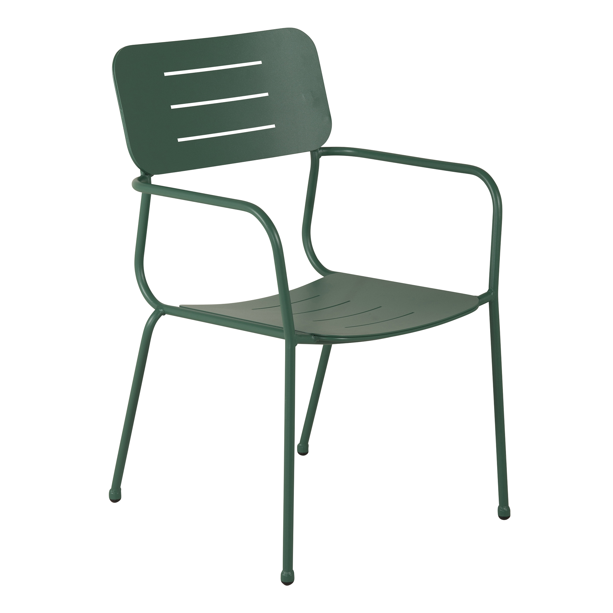 Nicke Dining chair w. armrest - Green Steel Grønn