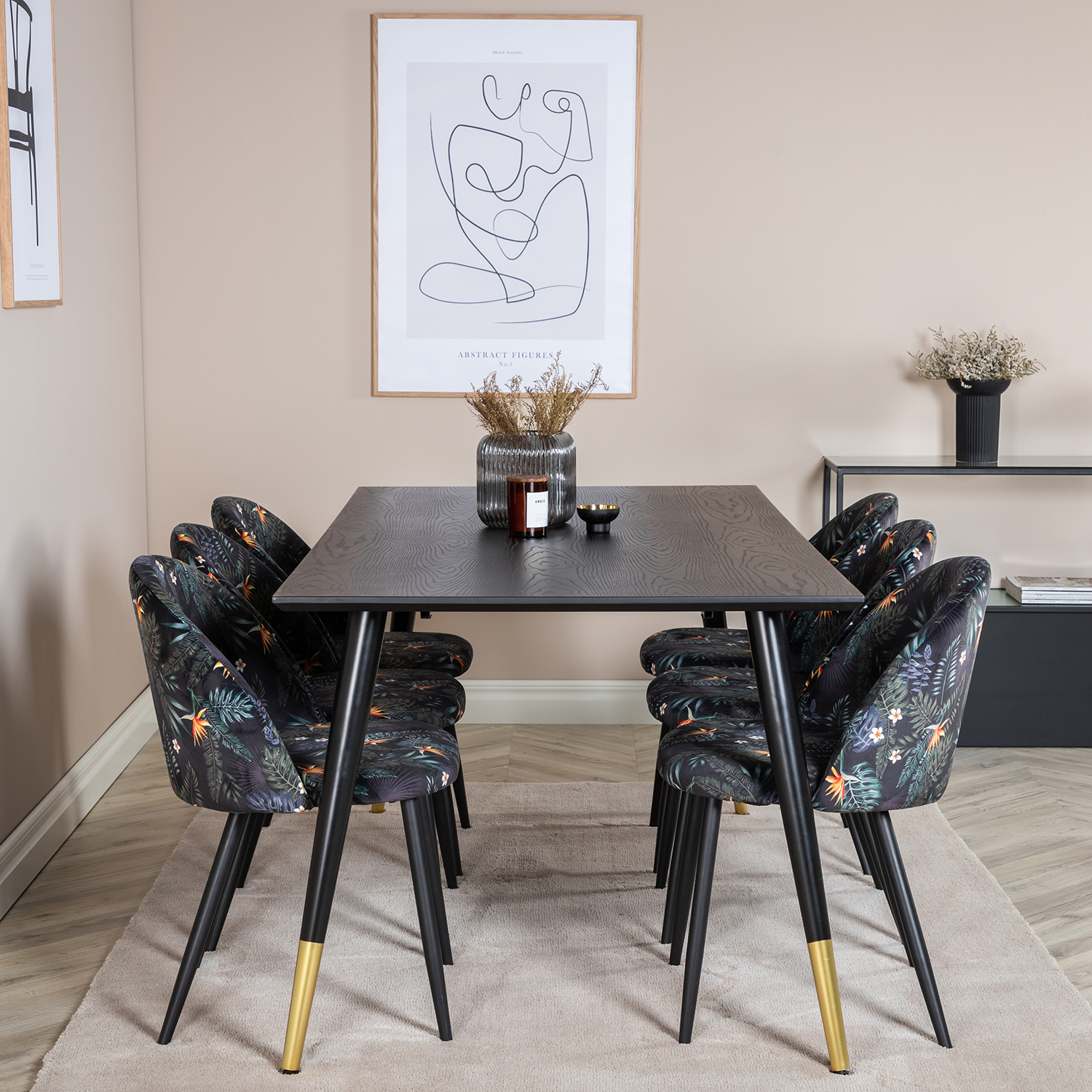 Spisegruppe Venture Home Dipp med 6 Velvet Stoler