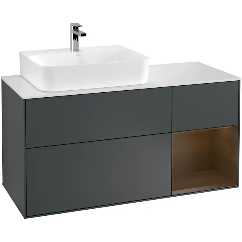 Tvättställsskåp Villeroy & Boch Finion med 3 Lådor Hylla och Bänkskiva för Ocentrerat Tvättställ