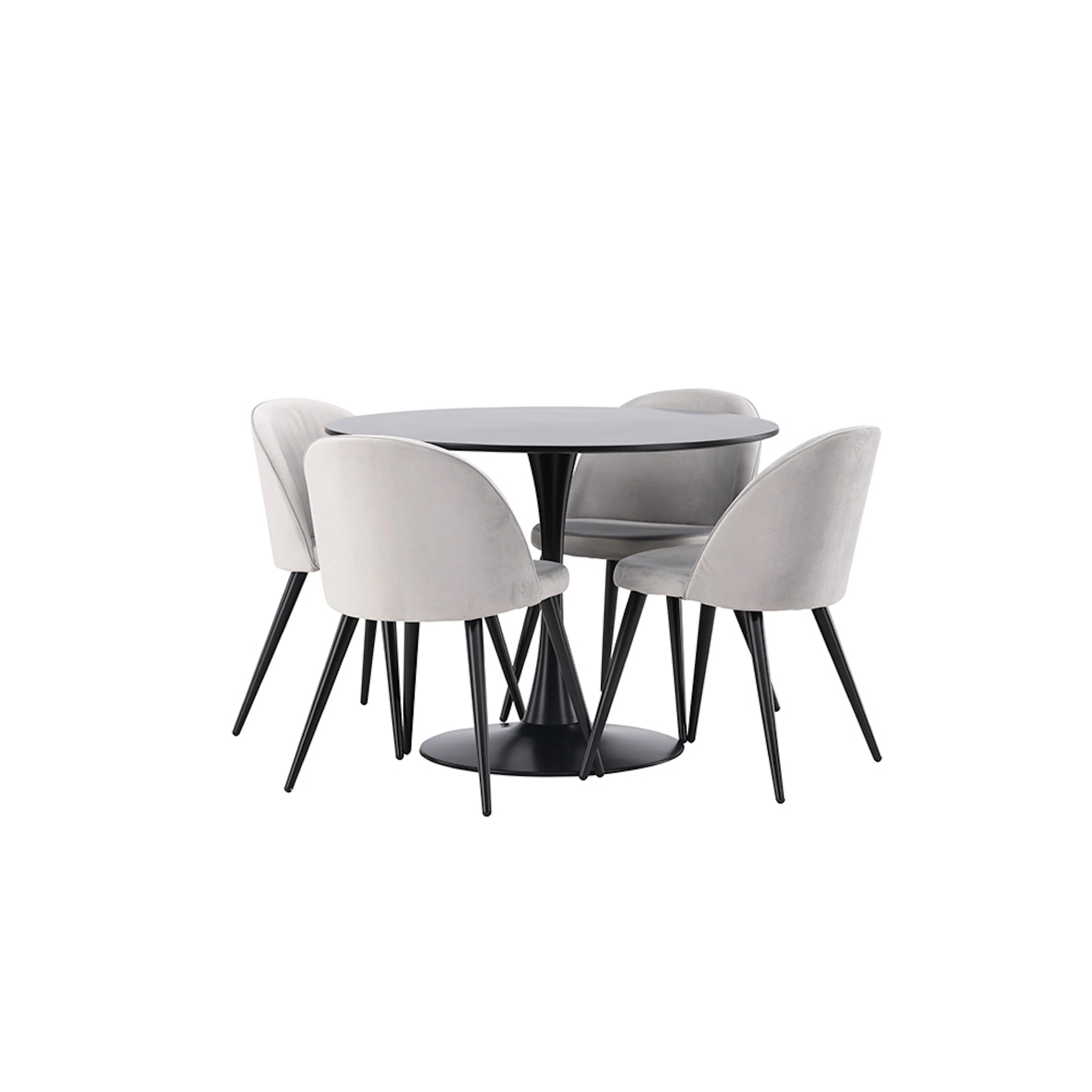 Spisegruppe Venture Home Glade Ø 100 cm med 4 Velvet Stoler