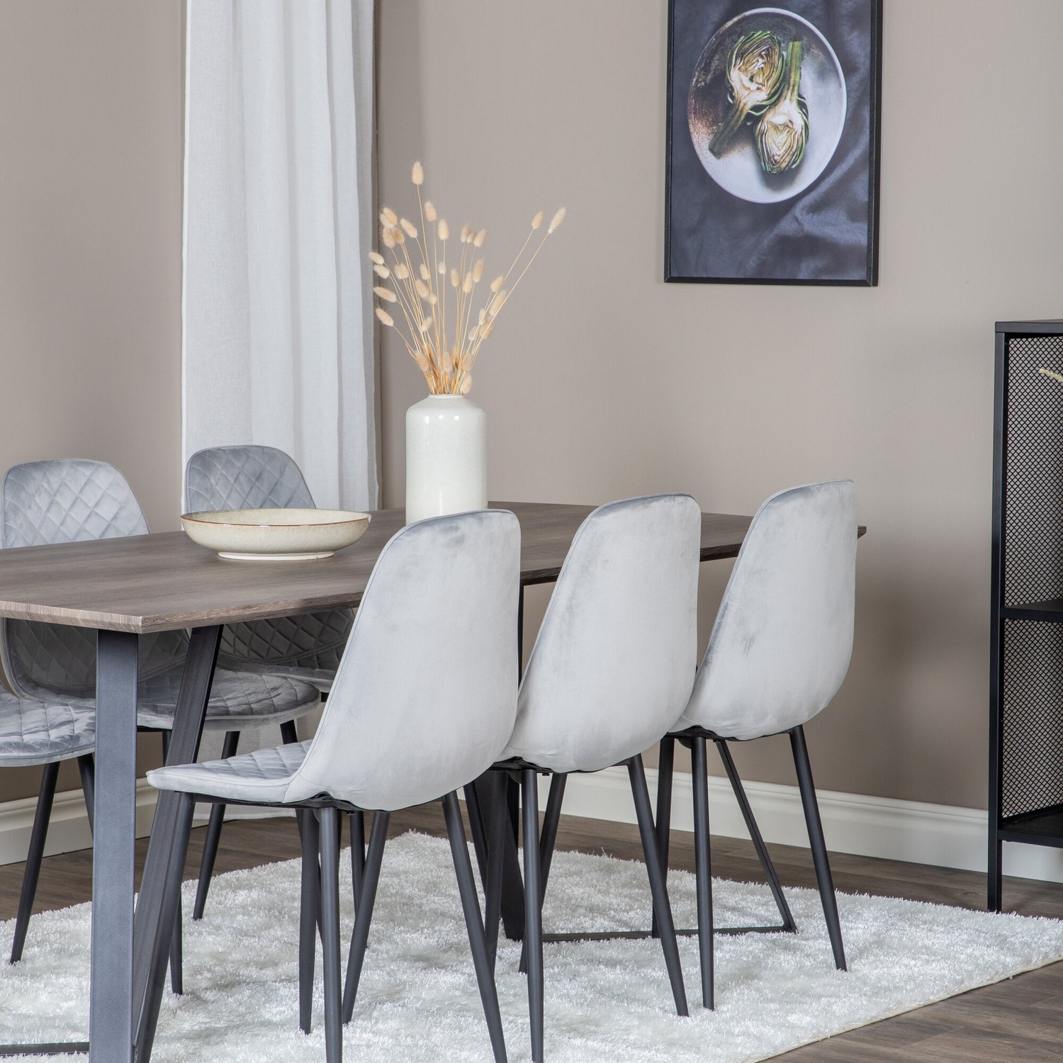 Spisegruppe Venture Home Madde med 6 Phoi Stoler Fløyel