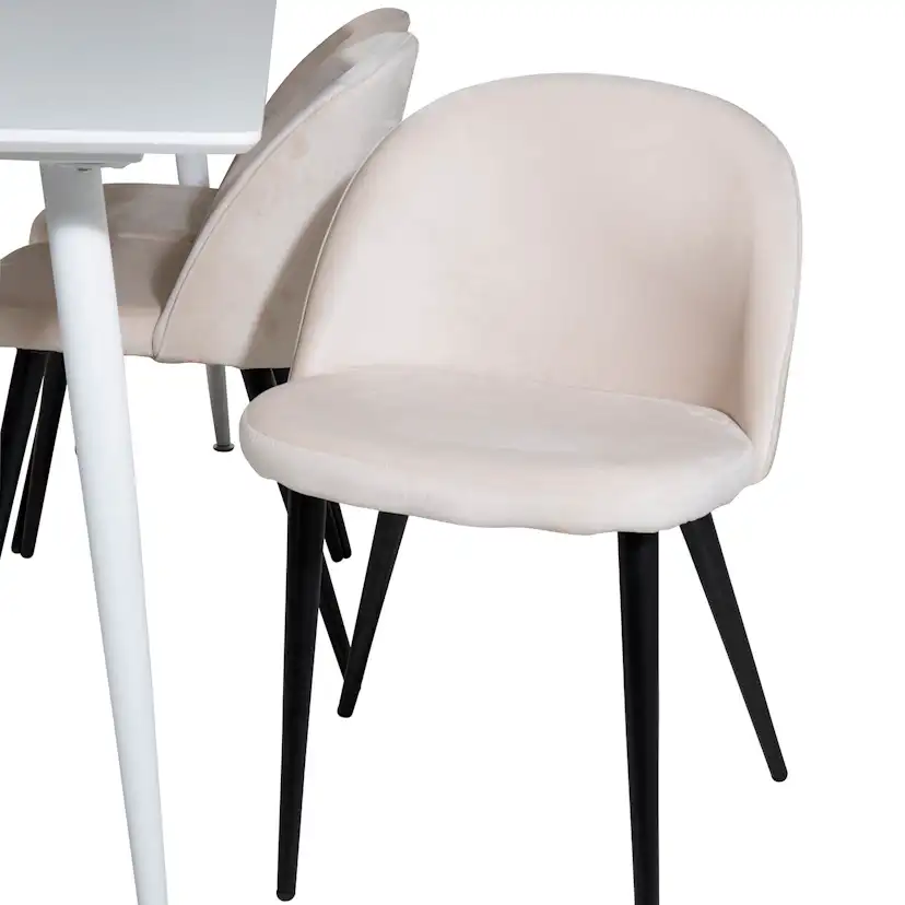 Spisegruppe Venture Home Pobbie med 6 Valentina Stoler Fløyel