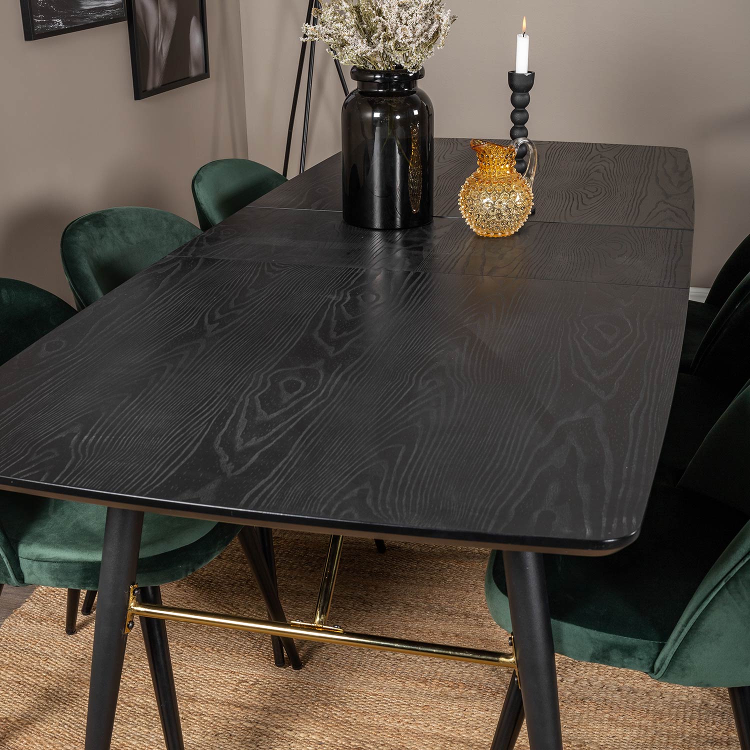 Spisegruppe Venture Home Gold med 6 Velvet Stoler