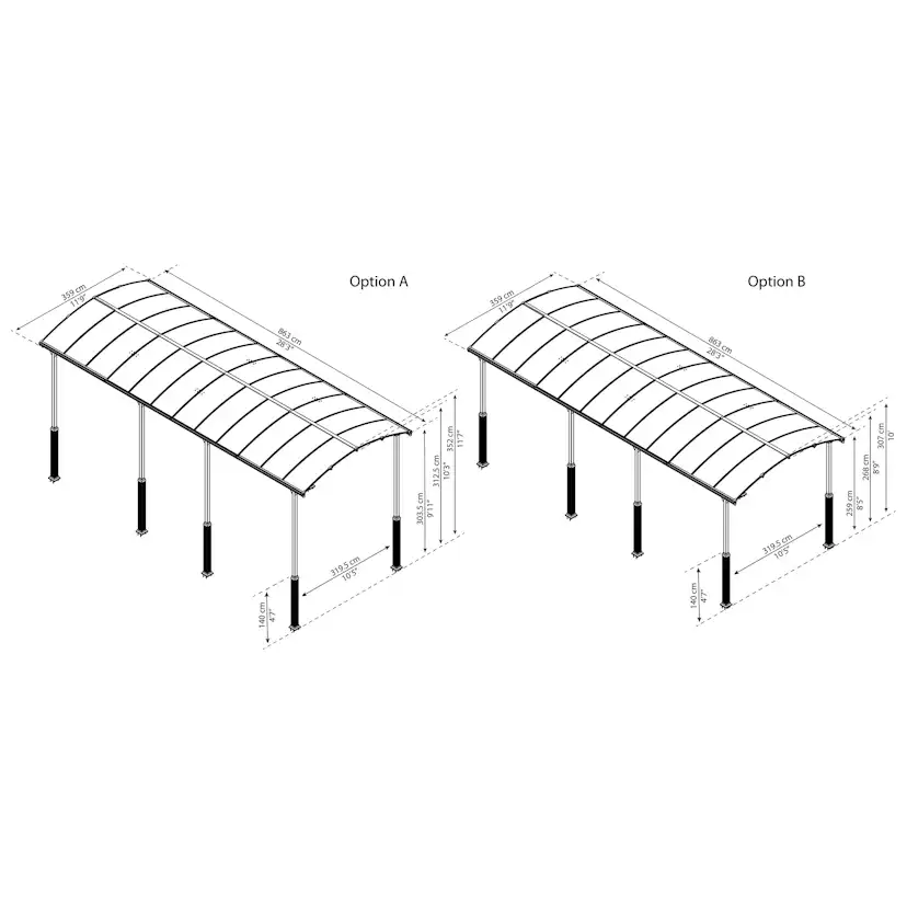 Carport Canopia av Palram Alpine I Metall for Bobil 3,6x8,5 m